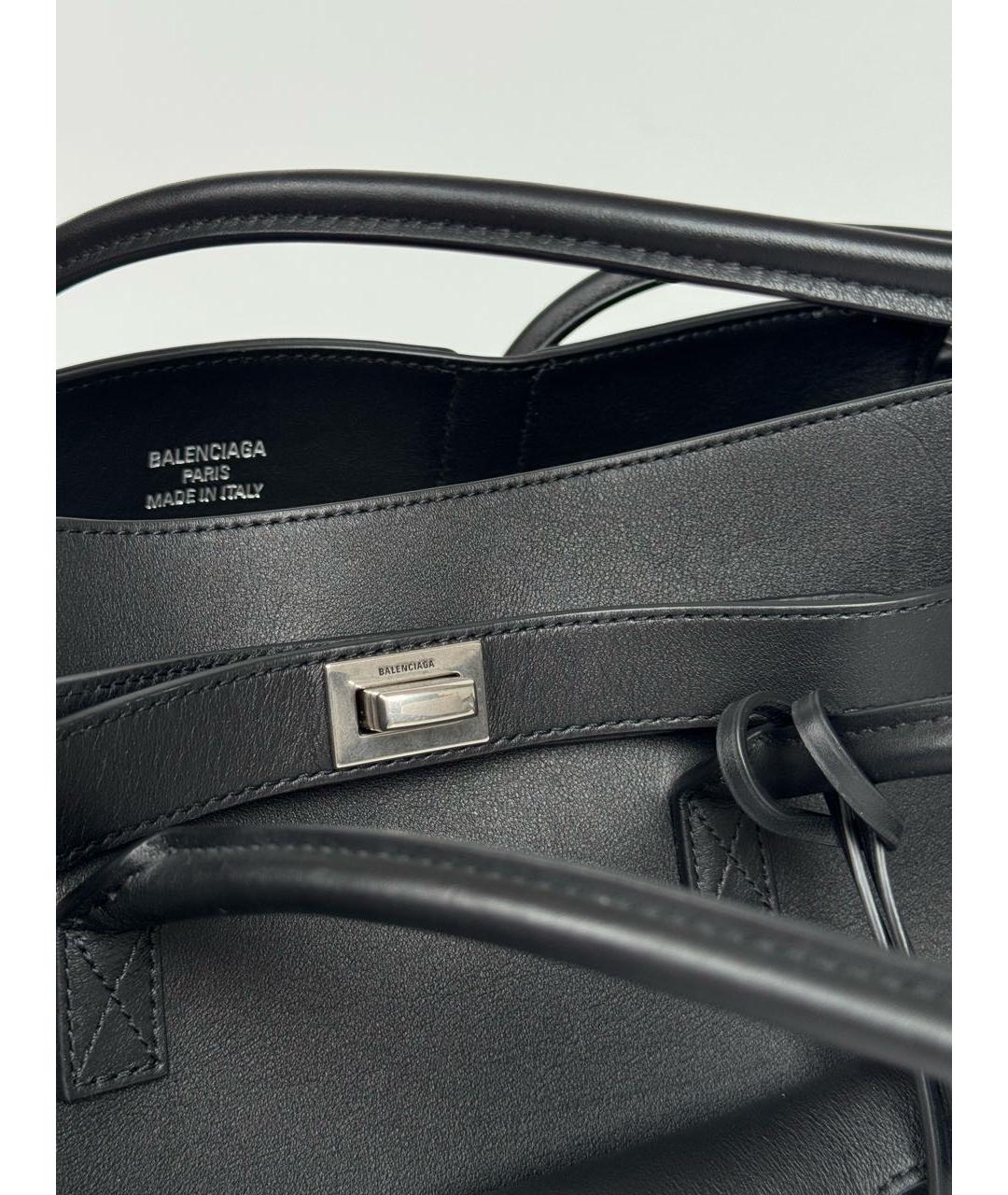 BALENCIAGA Черная кожаная сумка тоут, фото 7
