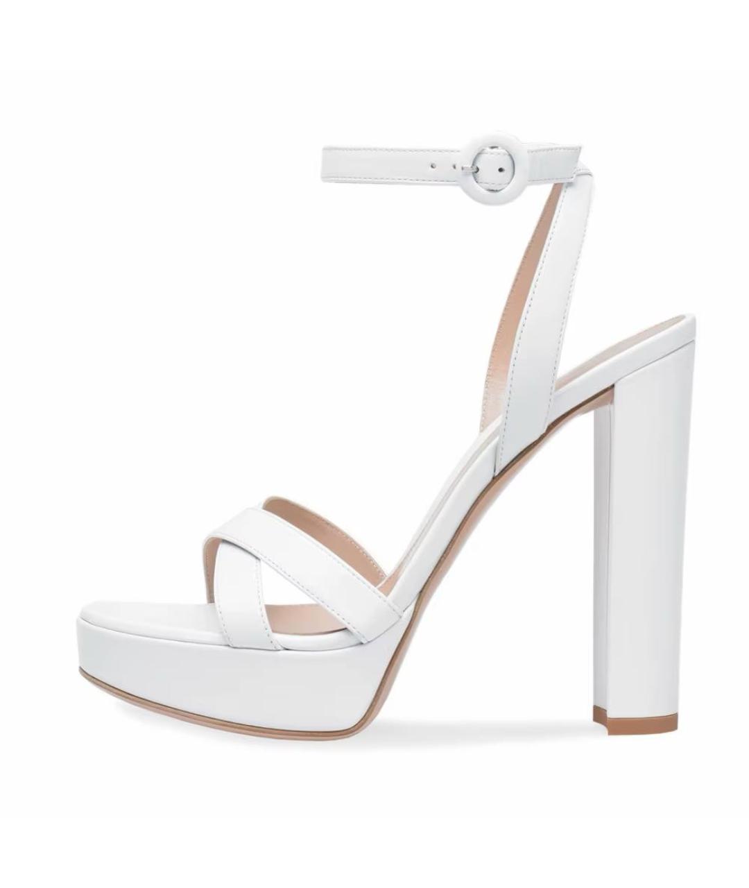 GIANVITO ROSSI Белые кожаные босоножки, фото 4