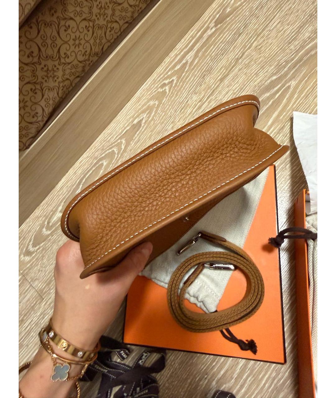 HERMES Коричневая кожаная сумка через плечо, фото 3