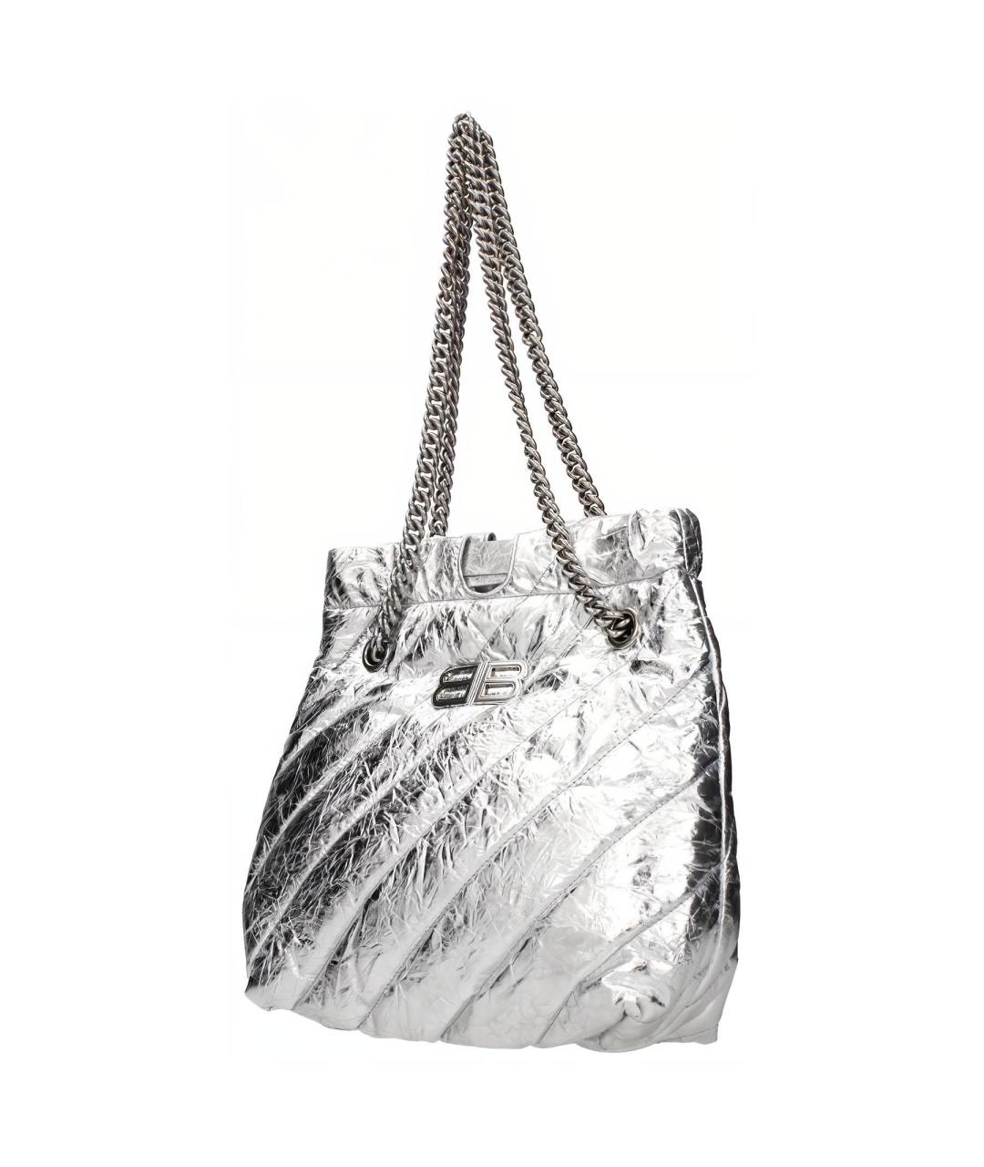 BALENCIAGA Серебряная кожаная сумка через плечо, фото 2