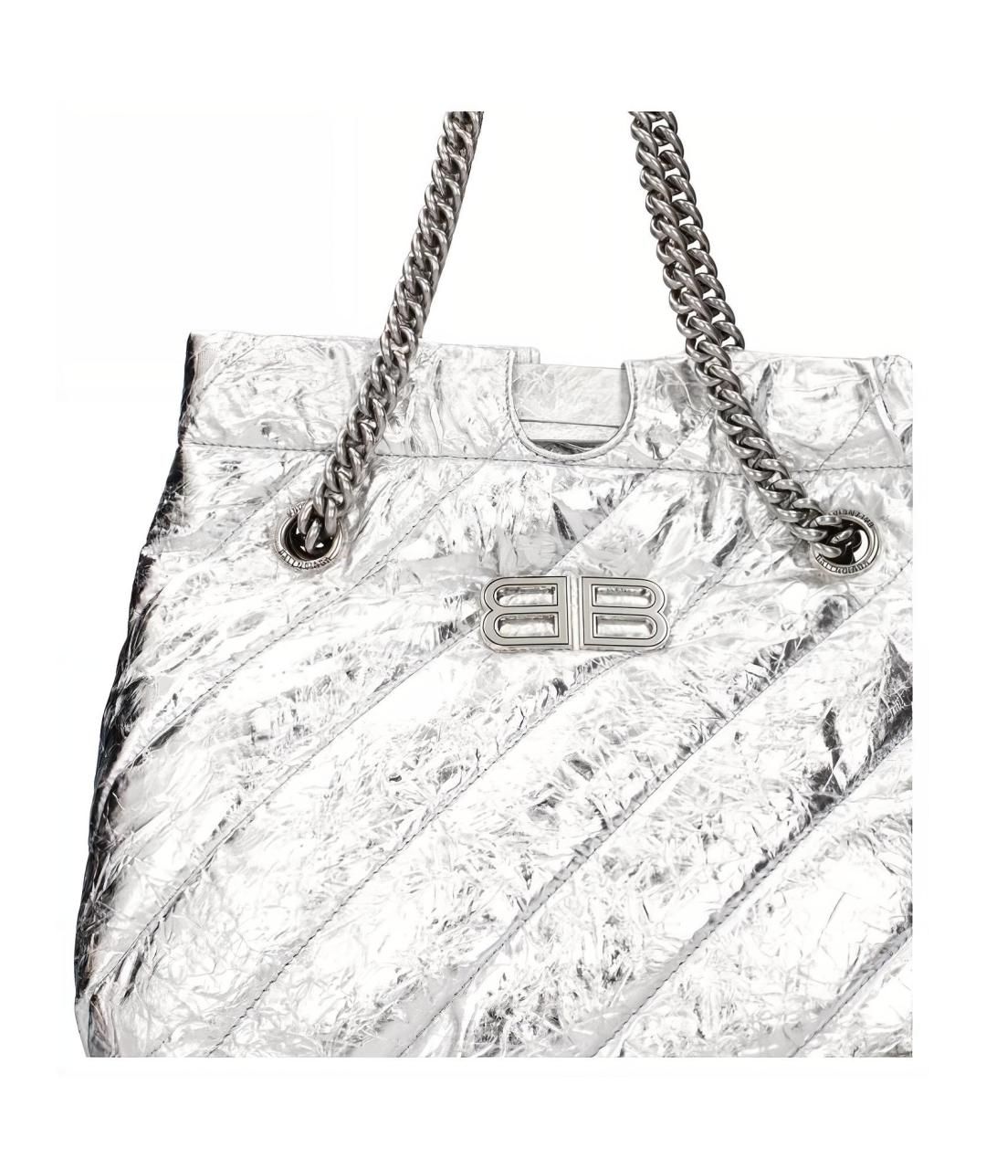 BALENCIAGA Серебряная кожаная сумка через плечо, фото 4