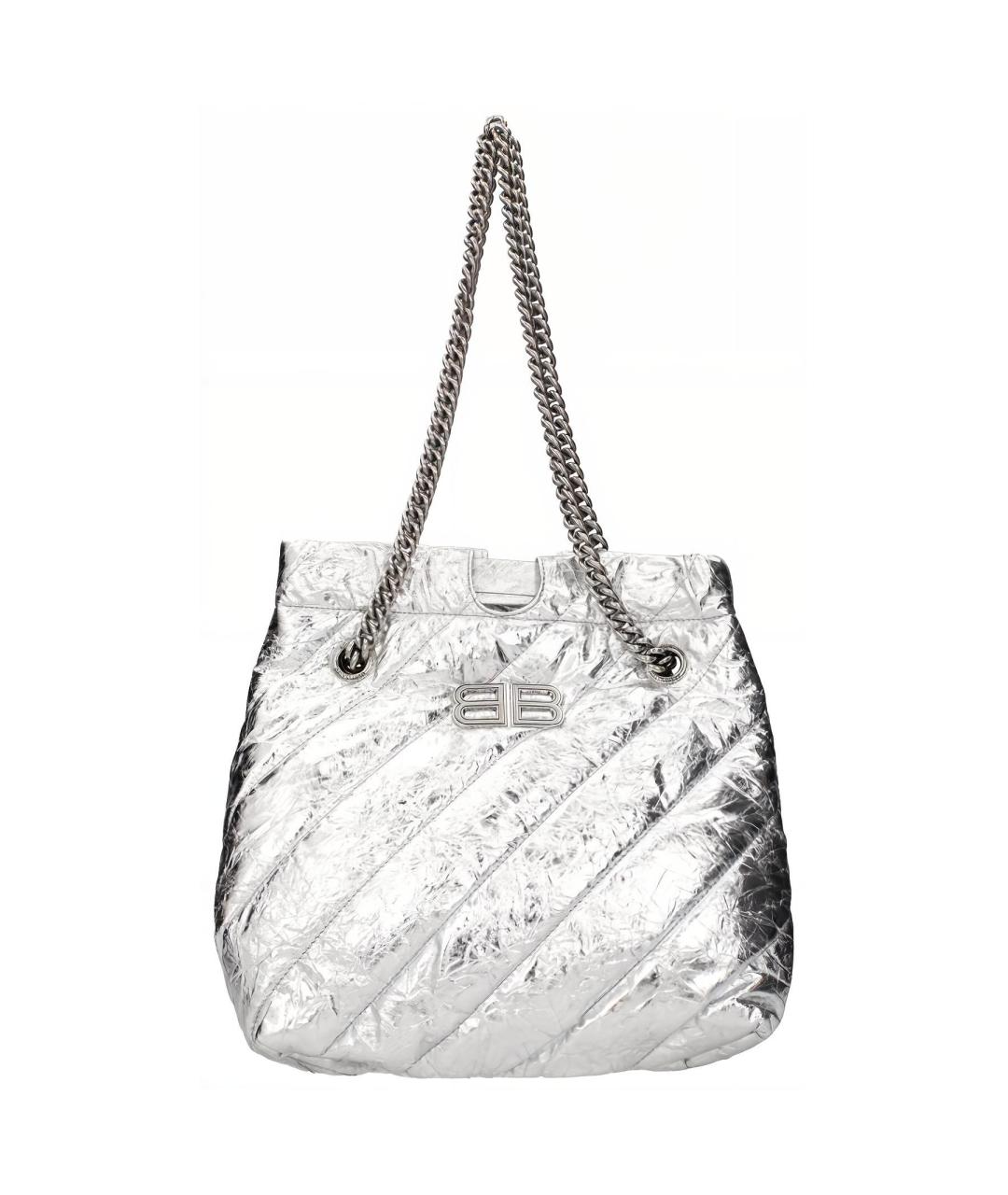 BALENCIAGA Серебряная кожаная сумка через плечо, фото 1