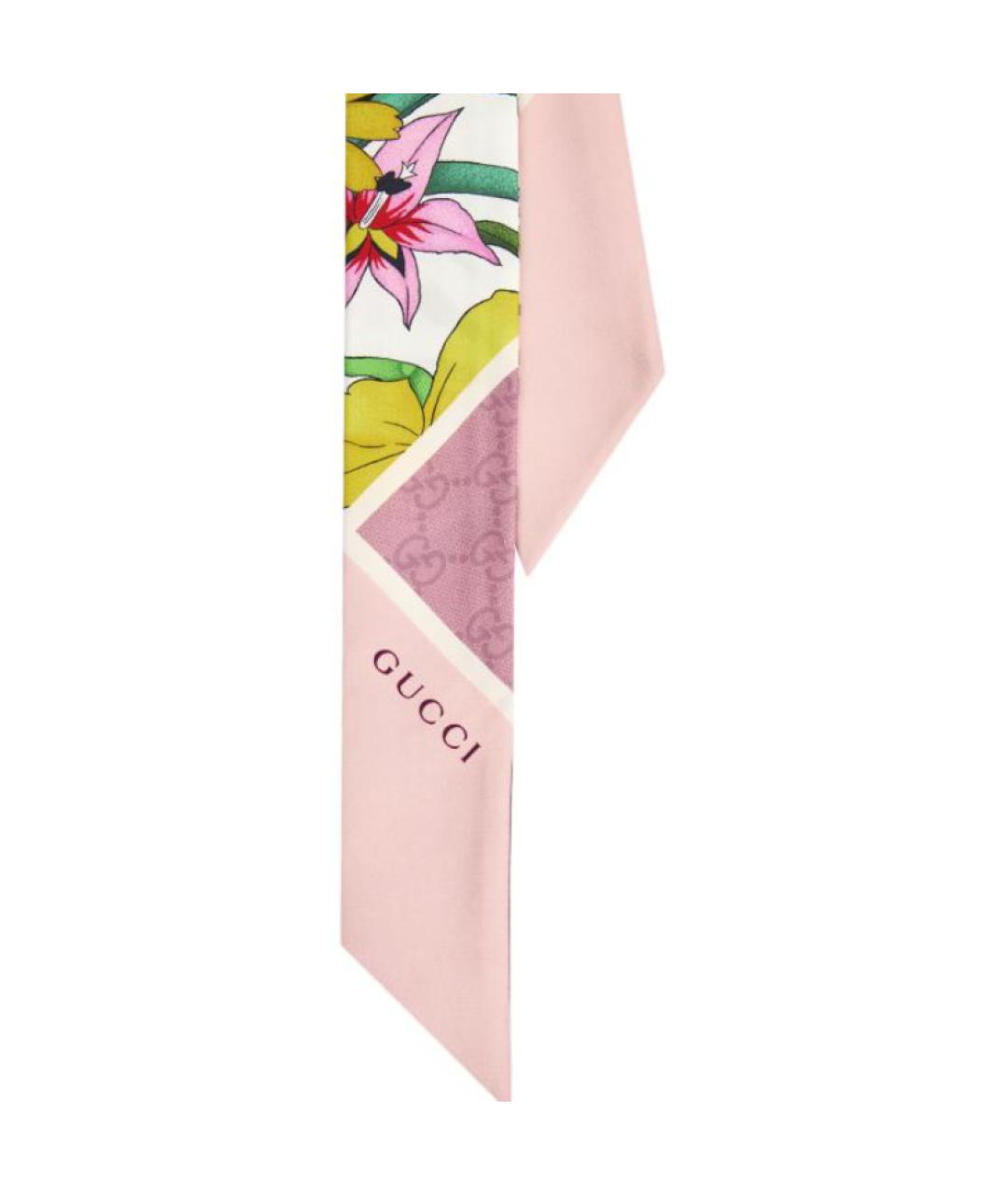 GUCCI Розовый шелковый платок, фото 2