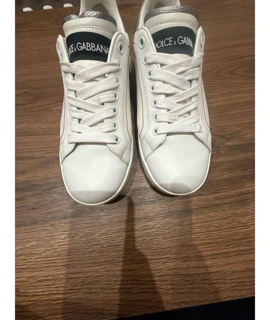 DOLCE&GABBANA Белые кожаные кеды, фото 2