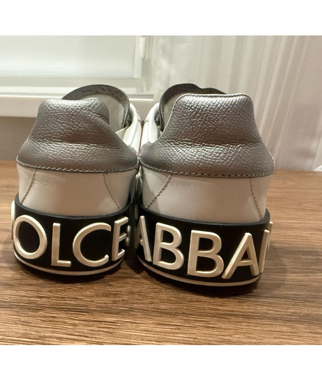 DOLCE&GABBANA Белые кожаные кеды, фото 4