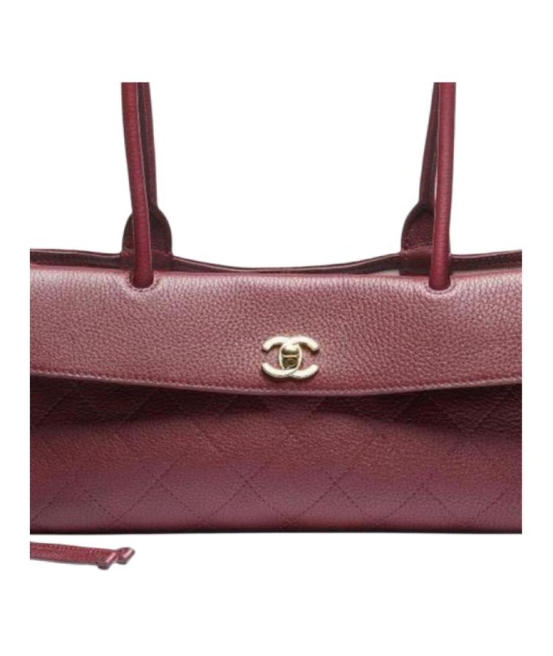 CHANEL Бордовая кожаная сумка через плечо, фото 2