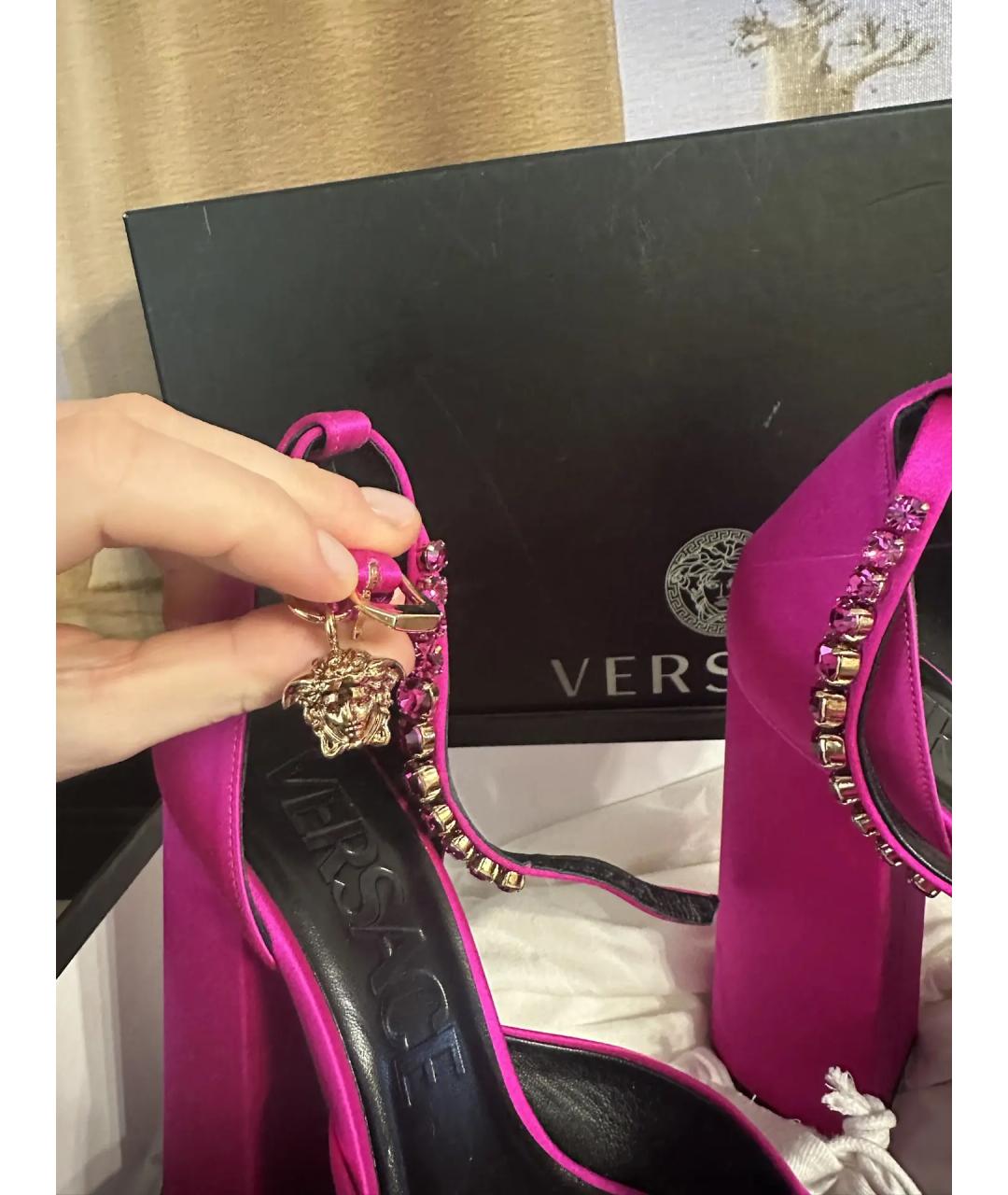 VERSACE Фуксия текстильные туфли, фото 4