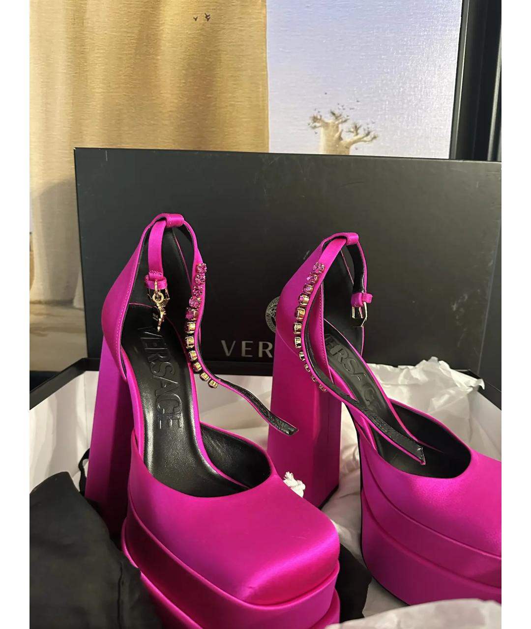 VERSACE Фуксия текстильные туфли, фото 2