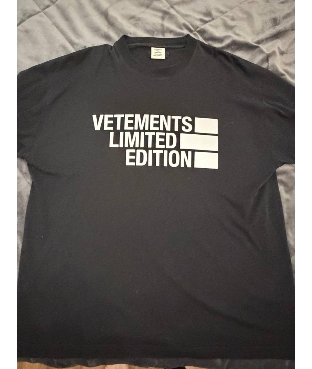 VETEMENTS Черная хлопковая футболка, фото 2