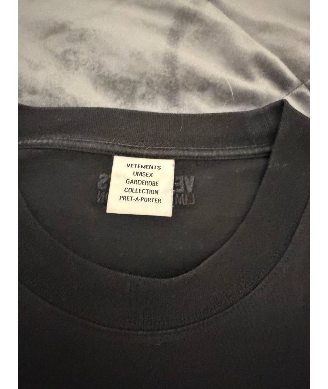 VETEMENTS Черная хлопковая футболка, фото 3
