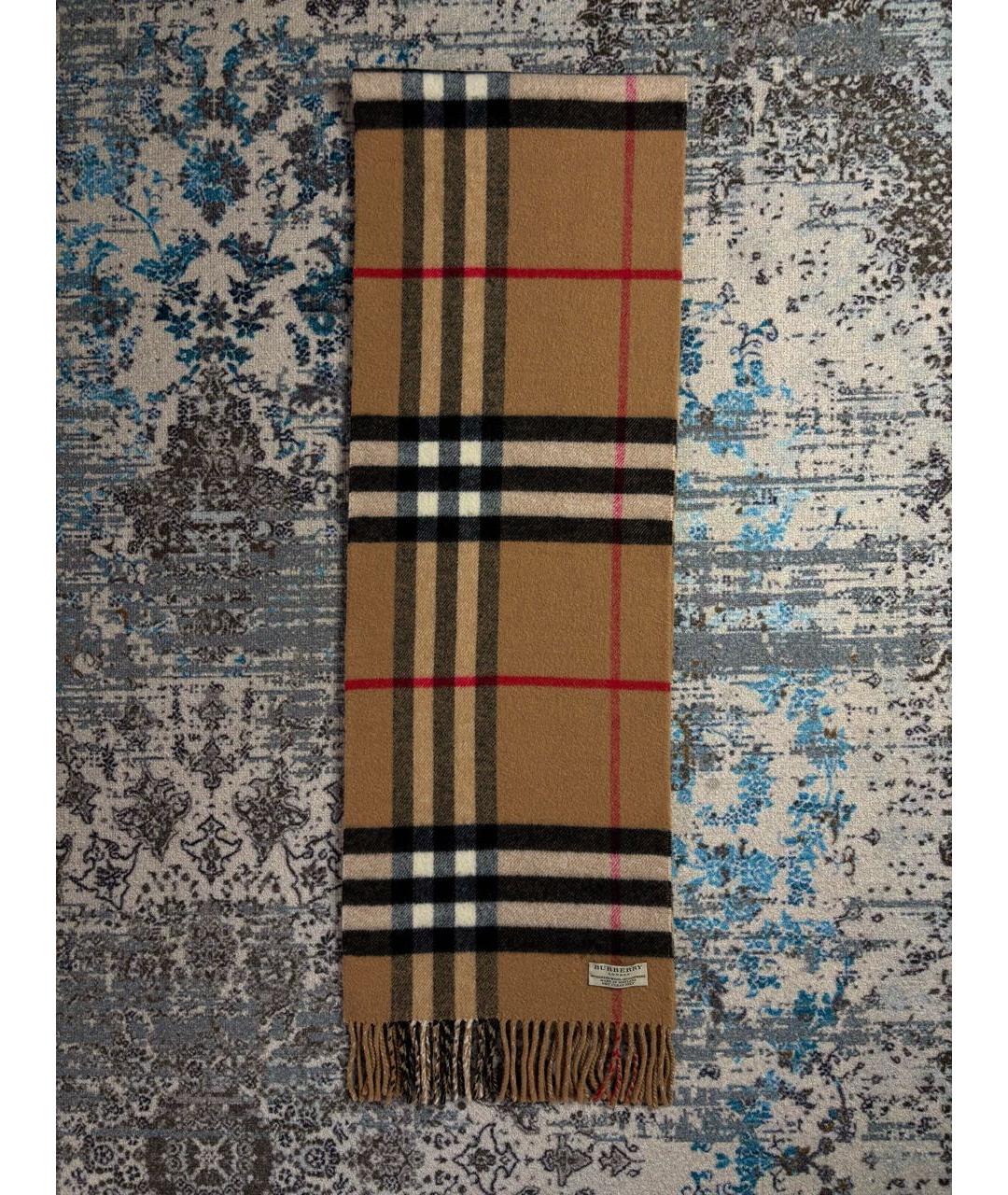 BURBERRY Бежевый шерстяной шарф, фото 3