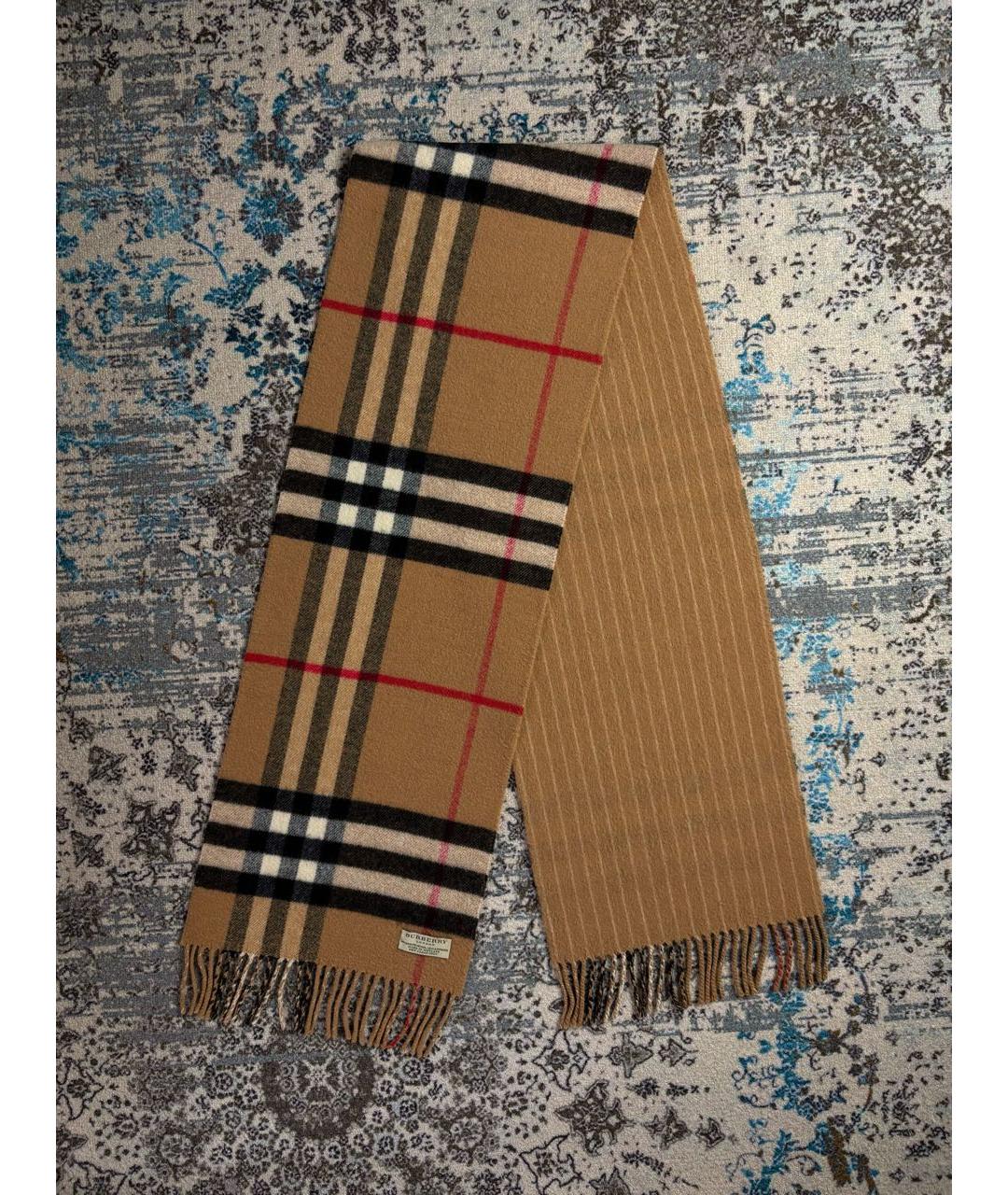 BURBERRY Бежевый шерстяной шарф, фото 9