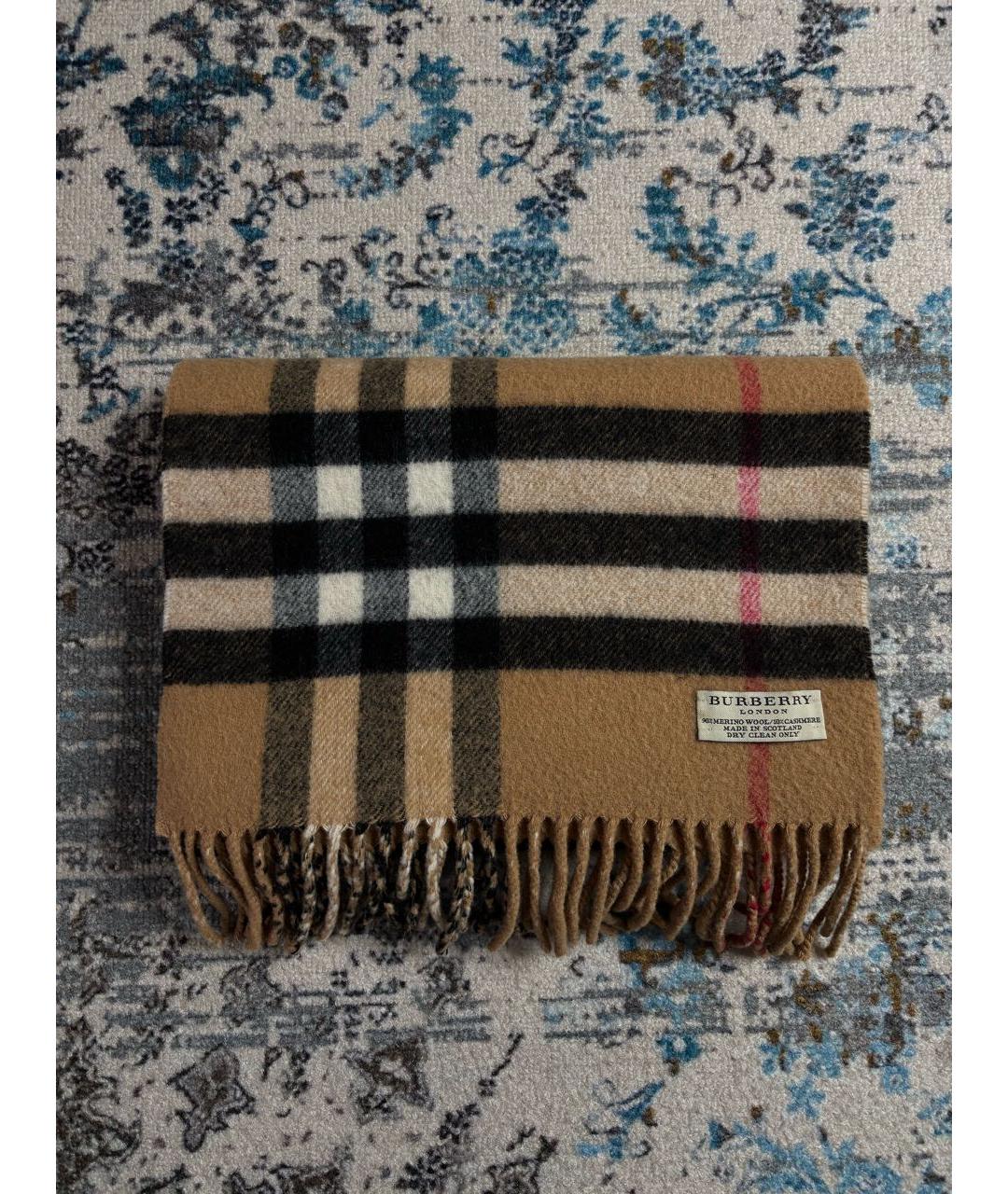 BURBERRY Бежевый шерстяной шарф, фото 5