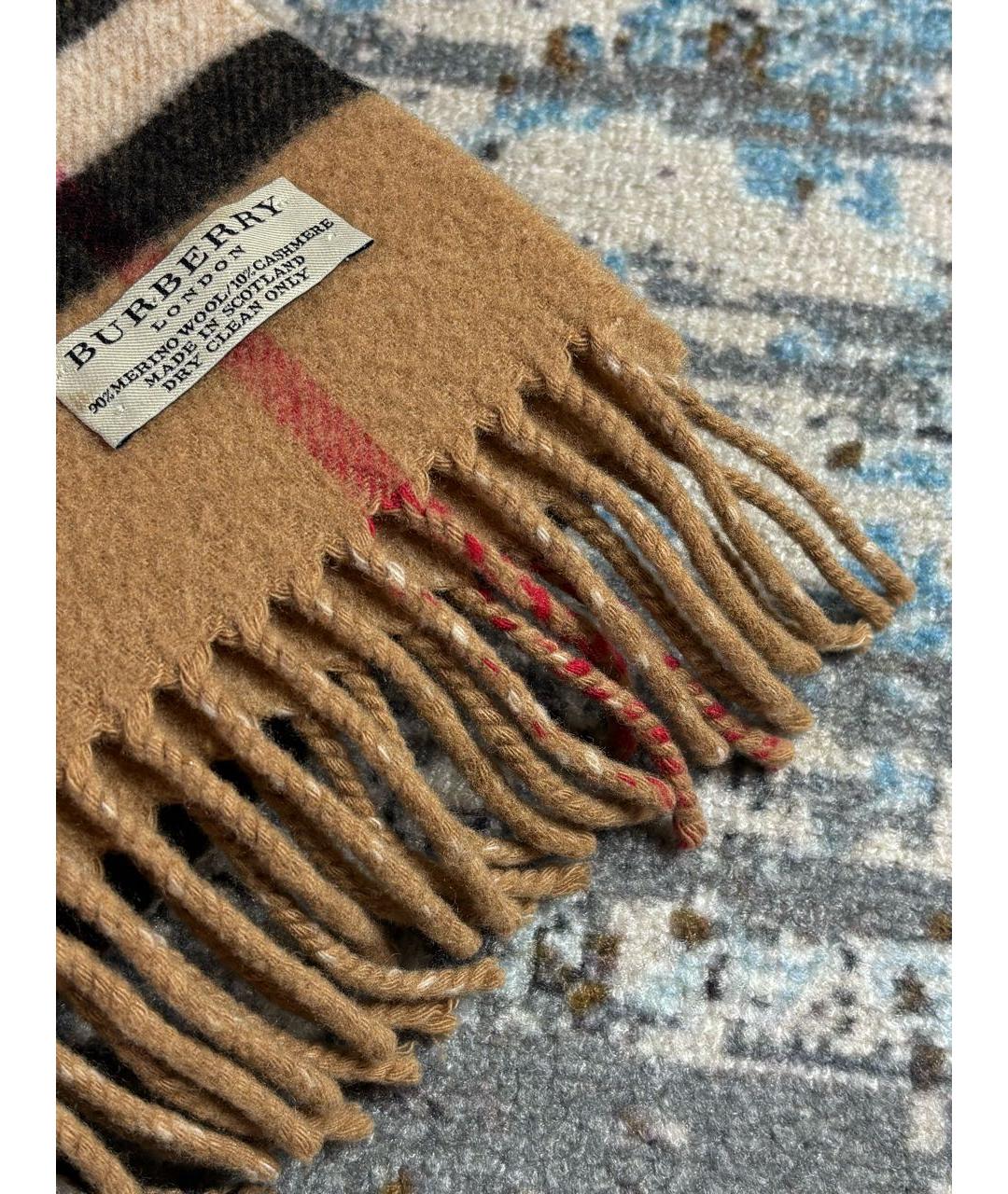BURBERRY Бежевый шерстяной шарф, фото 7