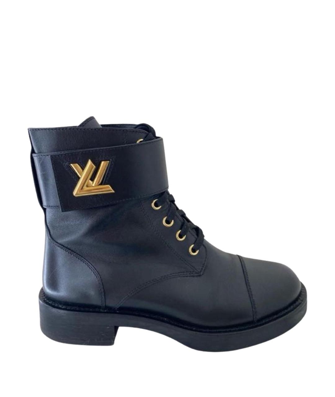 LOUIS VUITTON Черные кожаные ботинки, фото 1