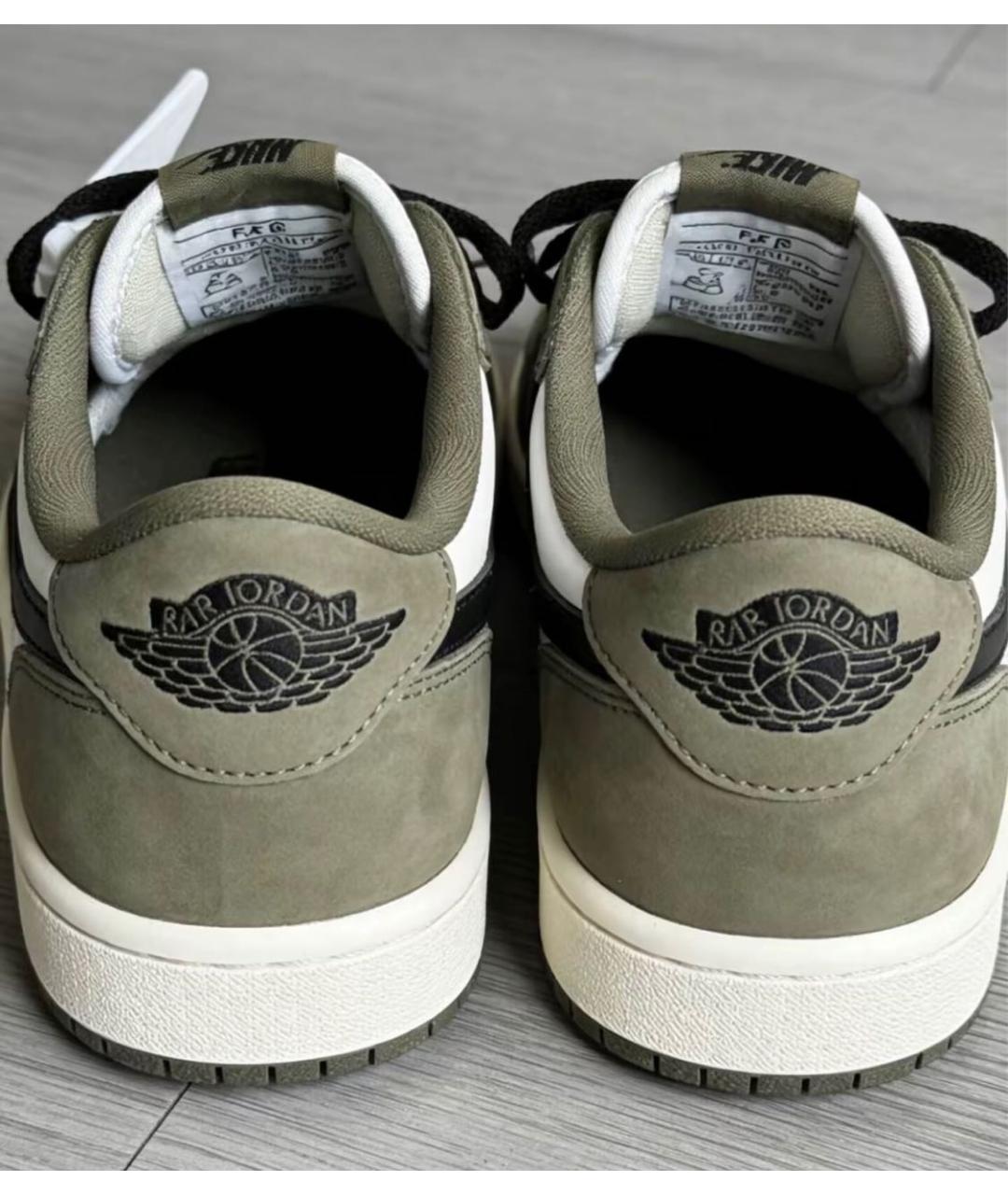 JORDAN Хаки кожаные низкие кроссовки / кеды, фото 7