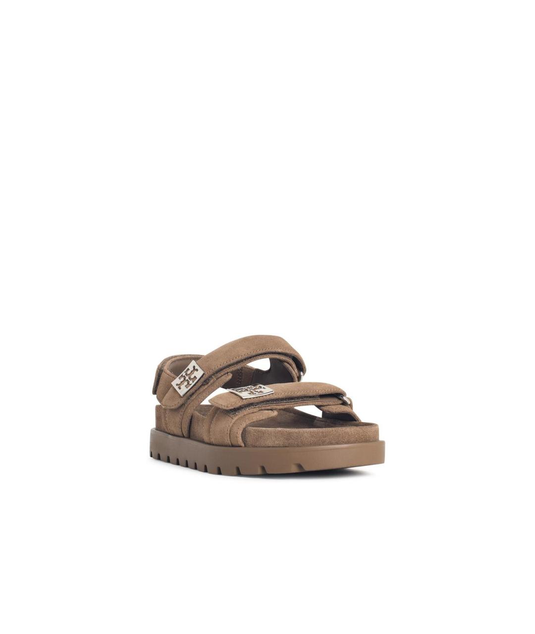TORY BURCH Бежевые кожаные босоножки, фото 2
