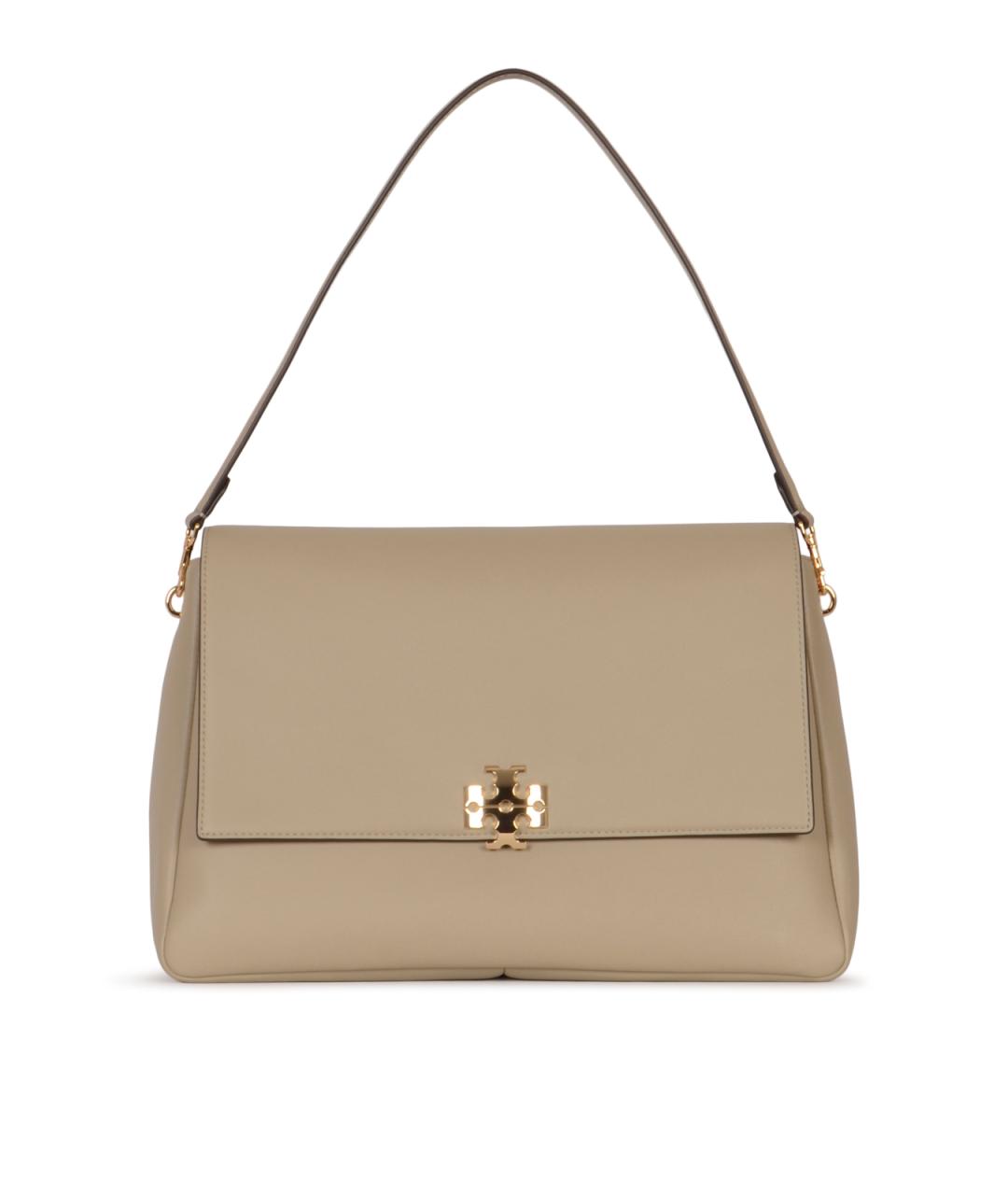 TORY BURCH Бежевая кожаная сумка с короткими ручками, фото 1