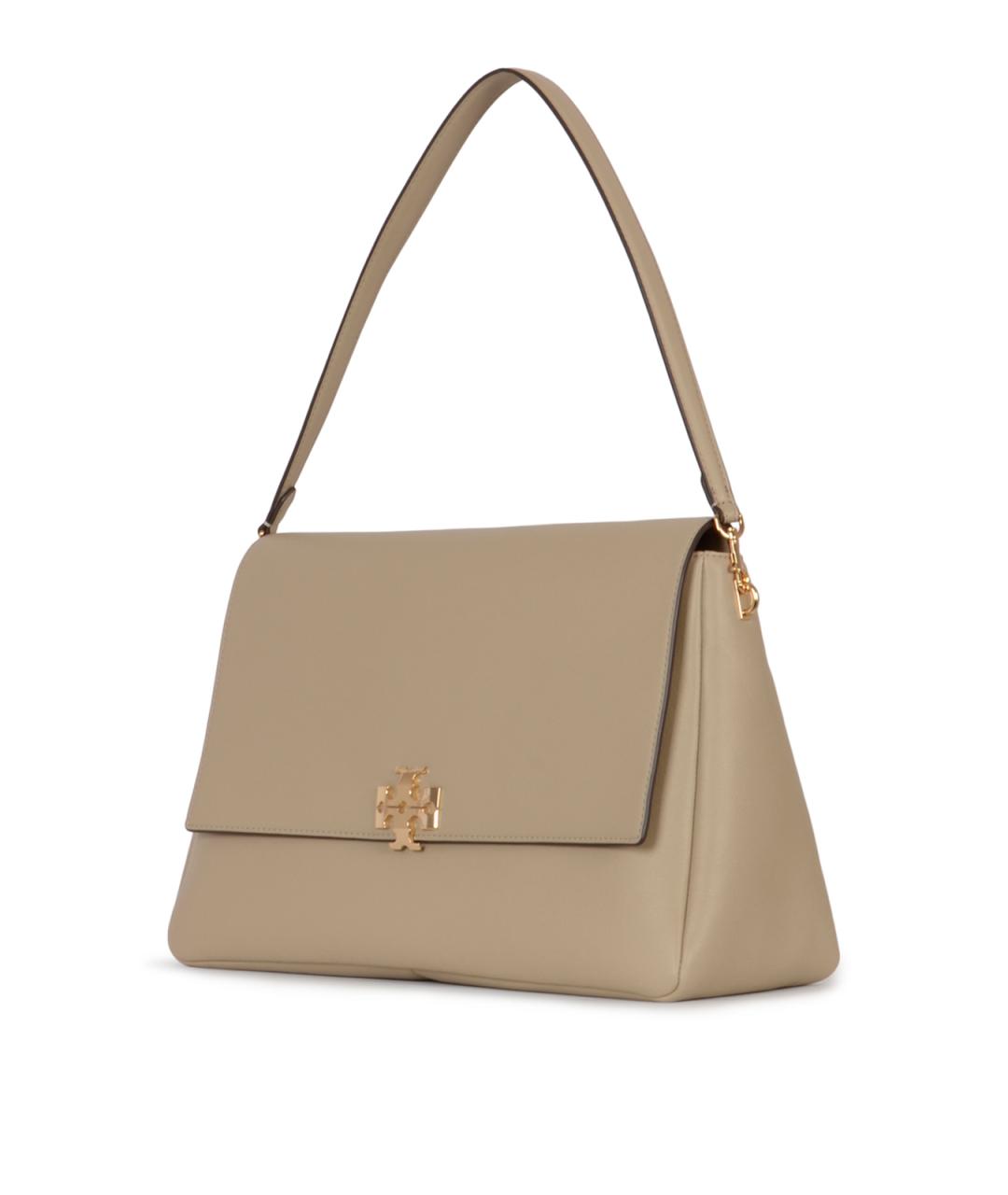 TORY BURCH Бежевая кожаная сумка с короткими ручками, фото 2