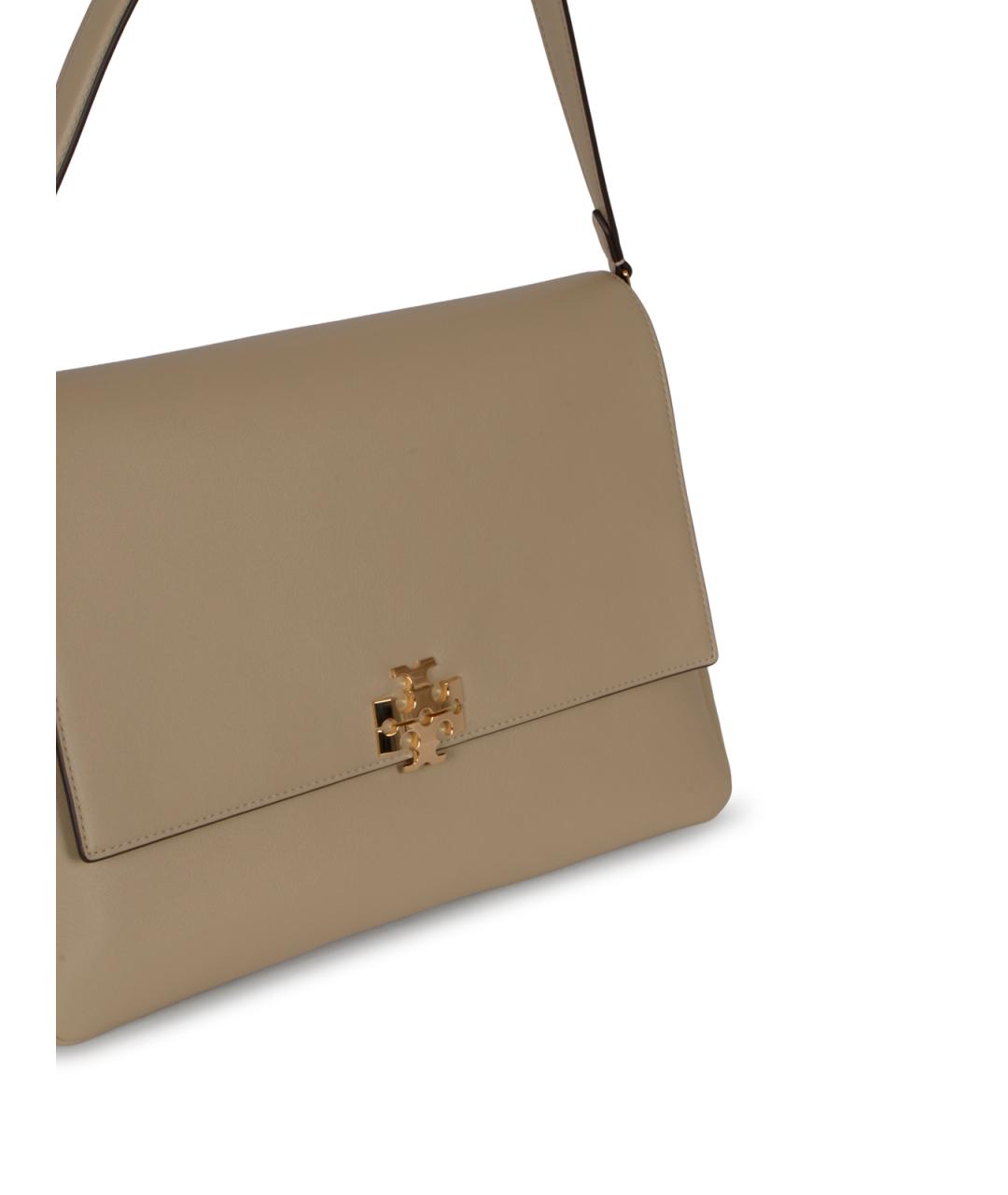 TORY BURCH Бежевая кожаная сумка с короткими ручками, фото 4