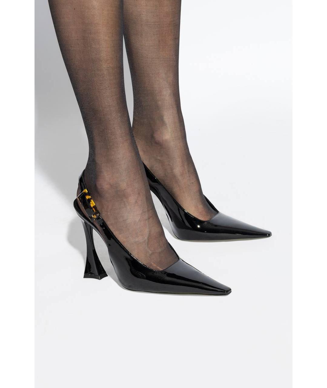 SAINT LAURENT Черные кожаные туфли, фото 4