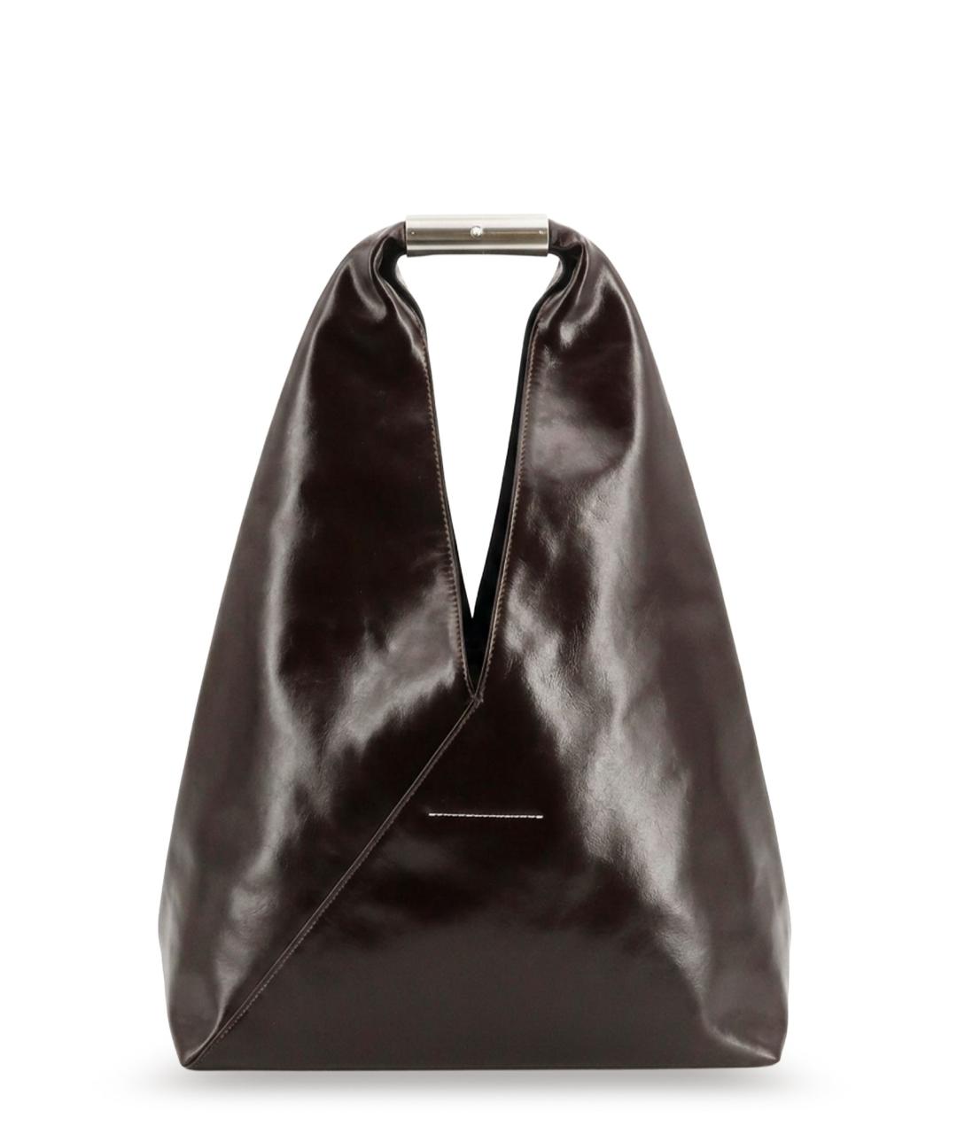 MM6 MAISON MARGIELA Коричневая кожаная сумка тоут, фото 2