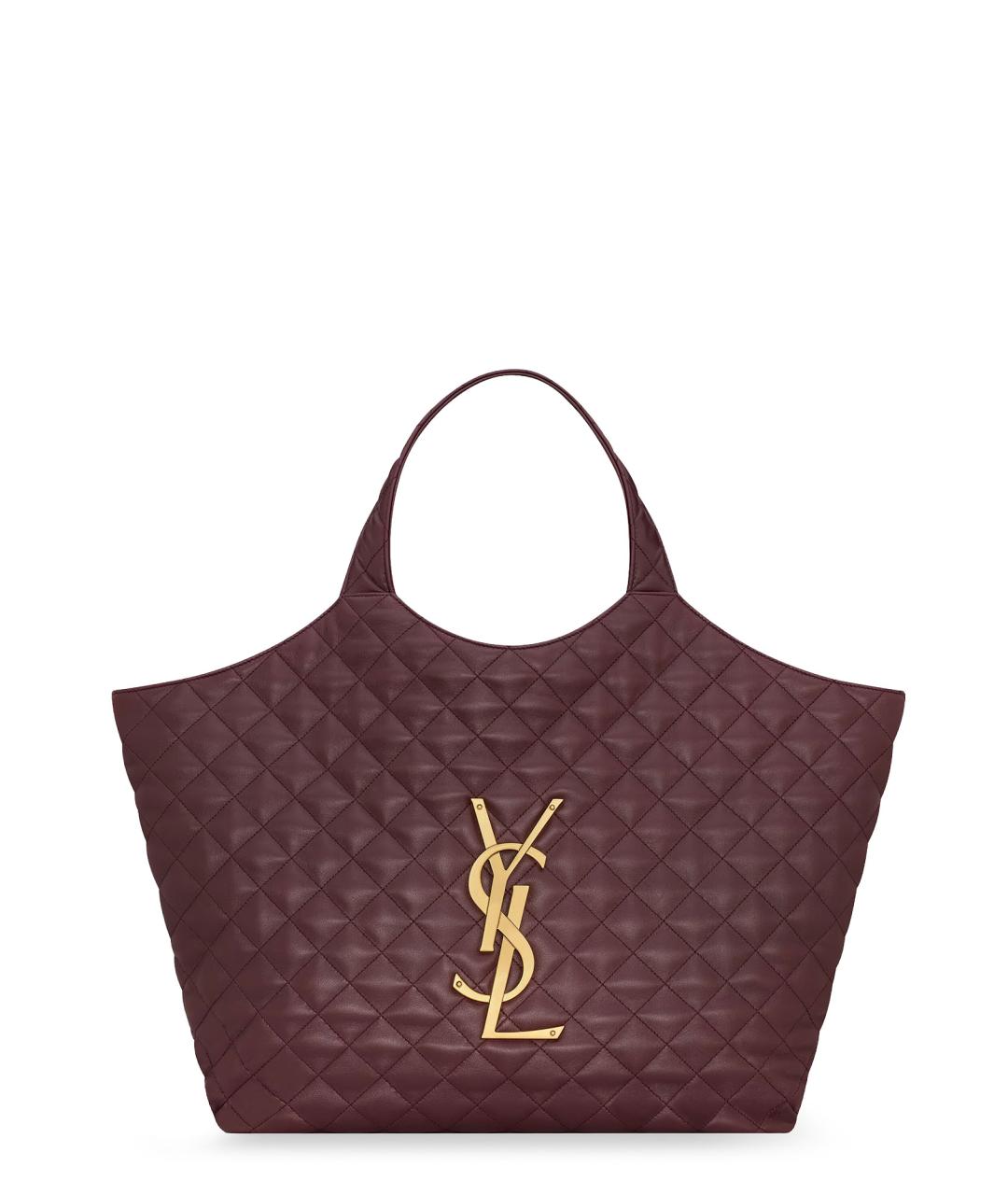 SAINT LAURENT Бордовая кожаная сумка тоут, фото 1