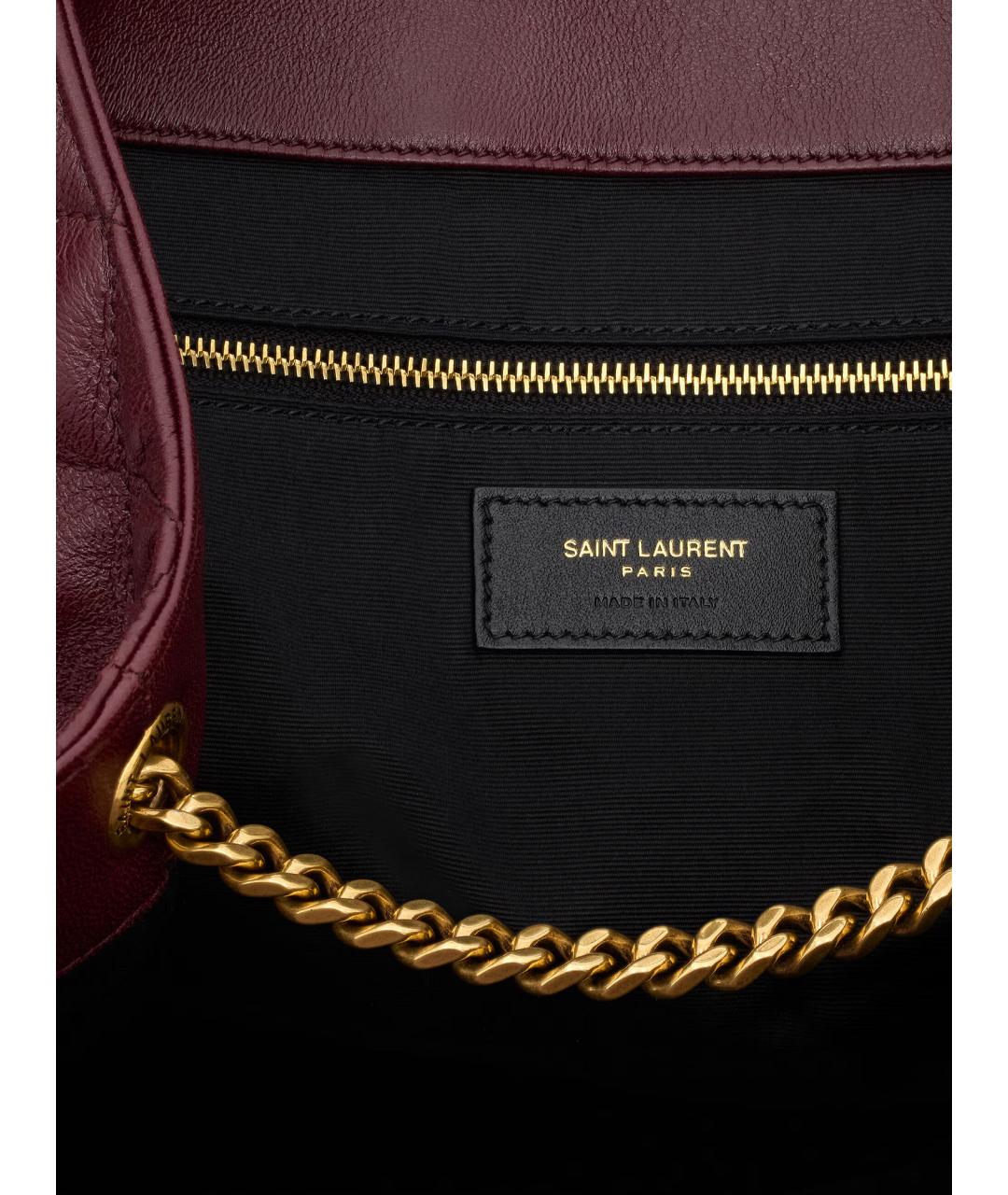 SAINT LAURENT Бордовая кожаная сумка тоут, фото 5