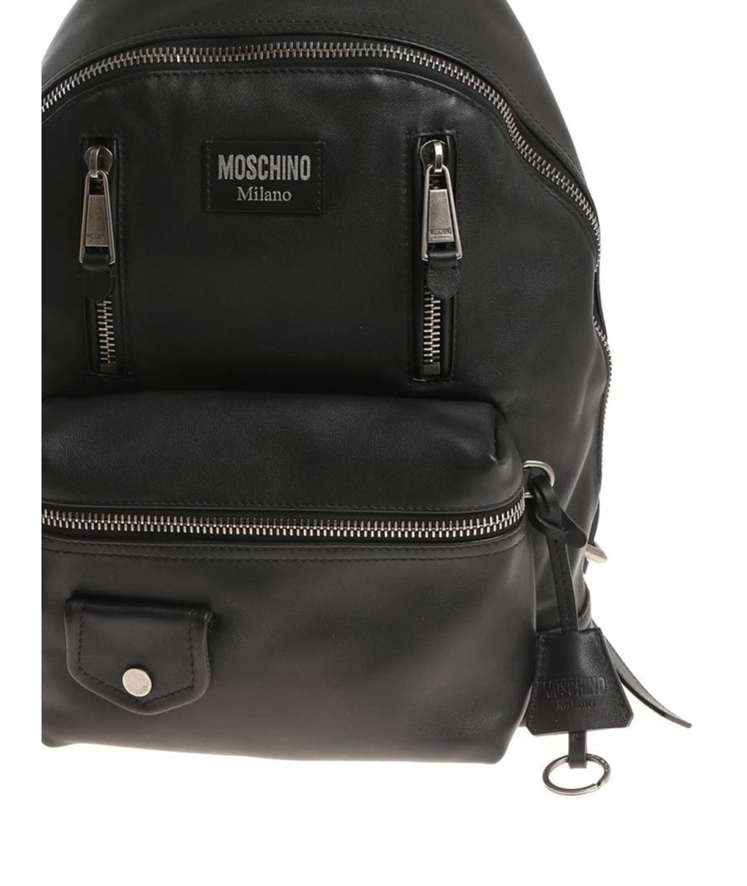 MOSCHINO Черный кожаный рюкзак, фото 4