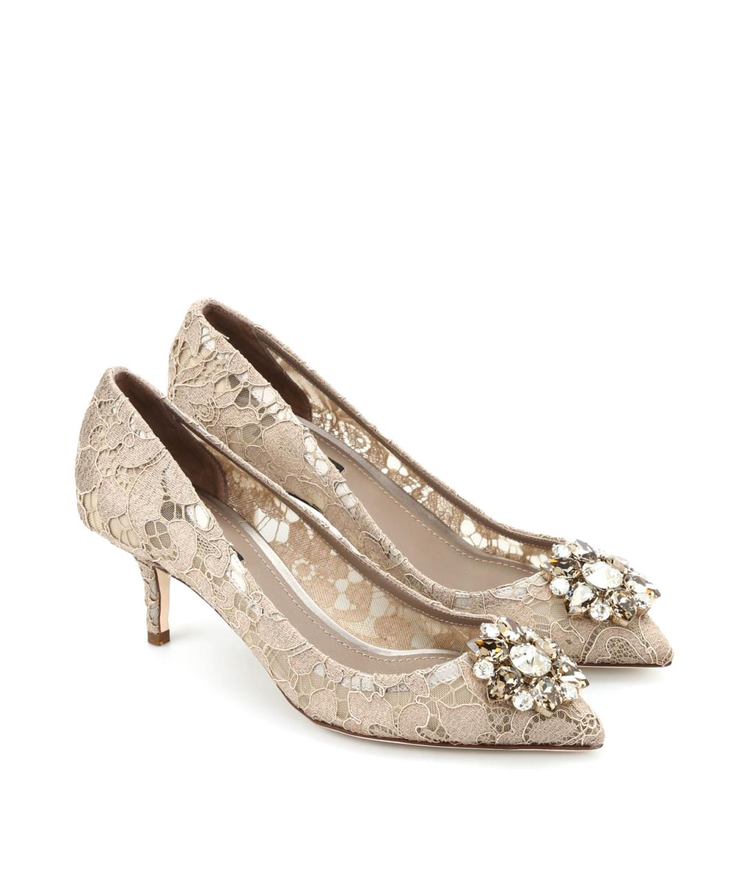 DOLCE&GABBANA Бежевые текстильные туфли, фото 2