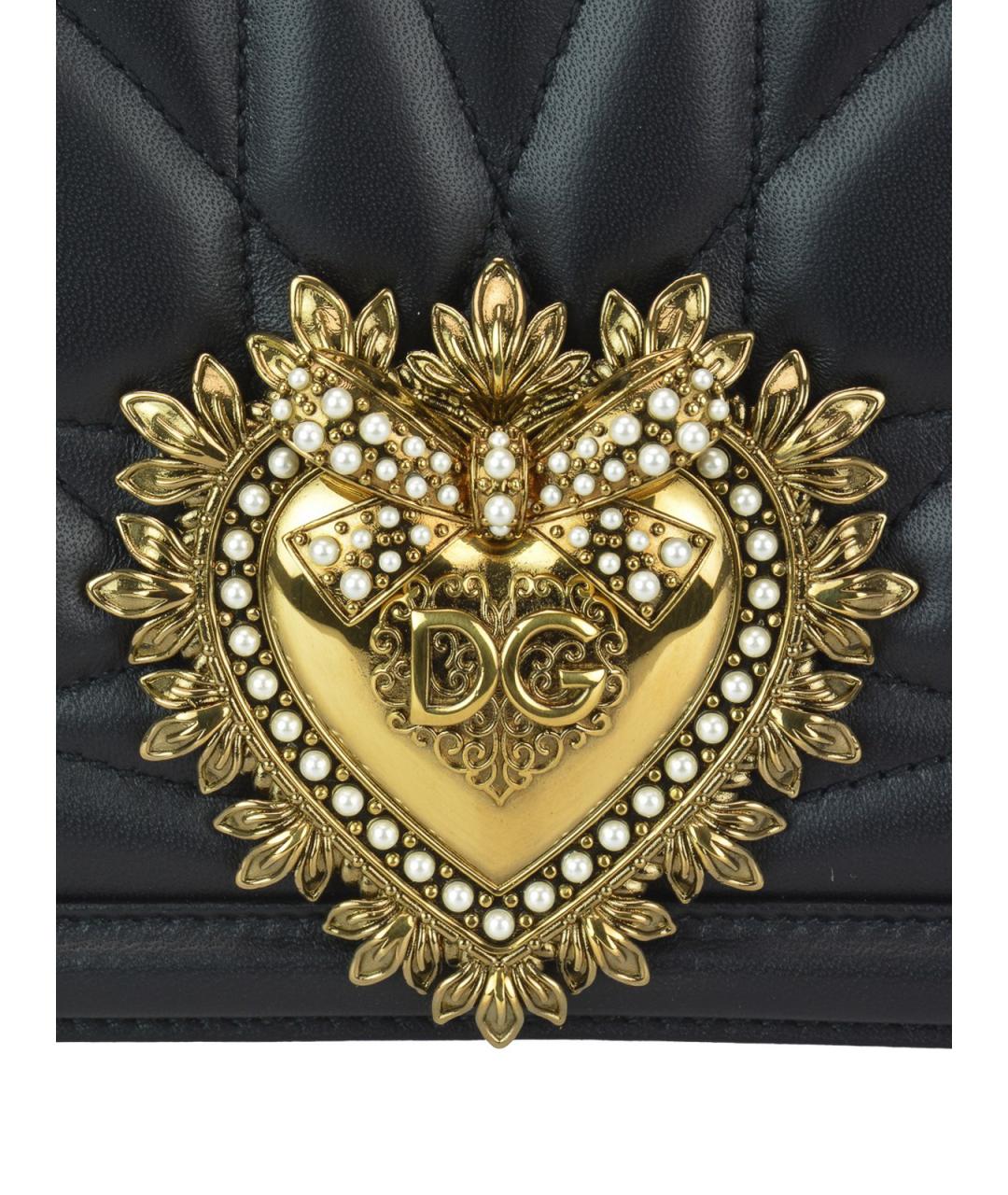 DOLCE&GABBANA Черная кожаная сумка через плечо, фото 4