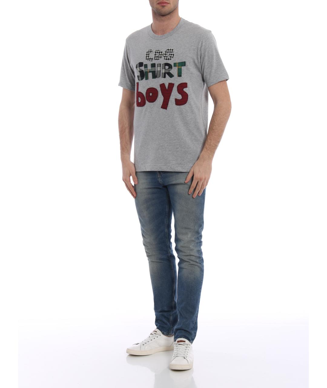 COMME DES GARÇONS SHIRT Серая хлопковая футболка, фото 2
