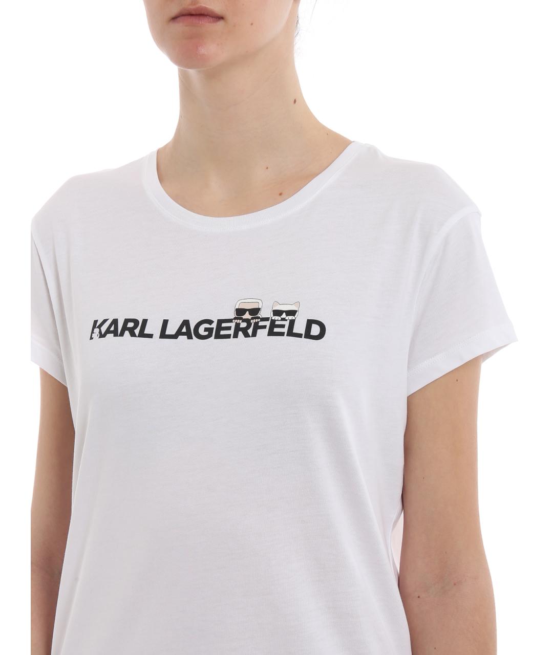 KARL LAGERFELD Белая хлопковая футболка, фото 5