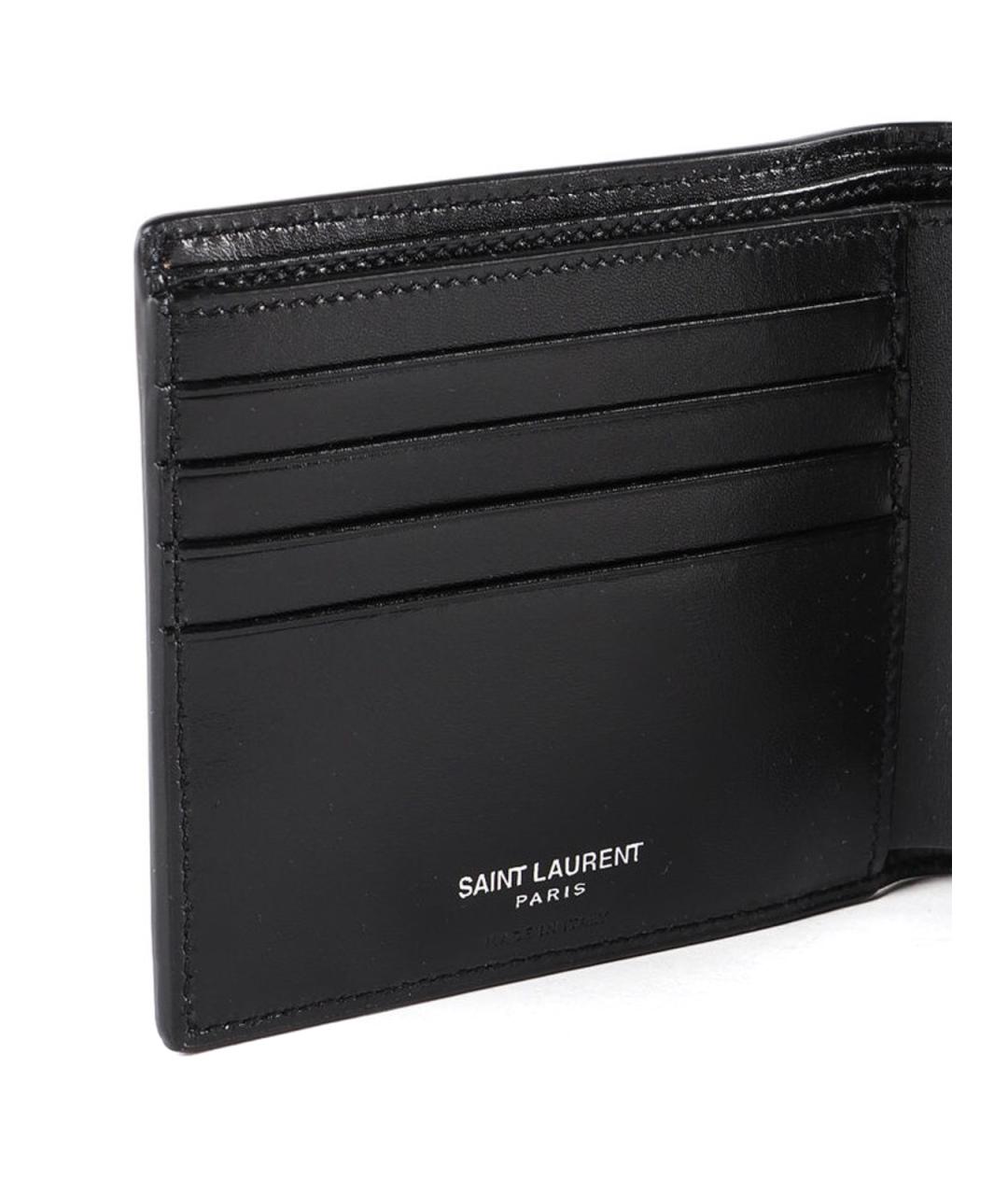 SAINT LAURENT Черный кожаный кошелек, фото 5