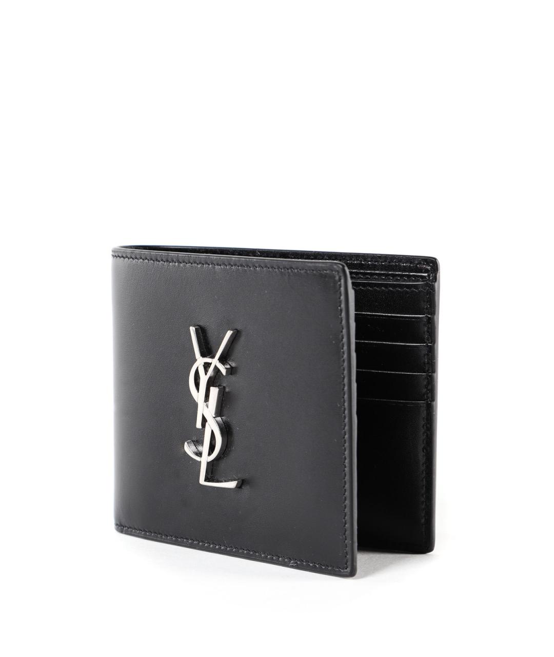 SAINT LAURENT Черный кожаный кошелек, фото 2