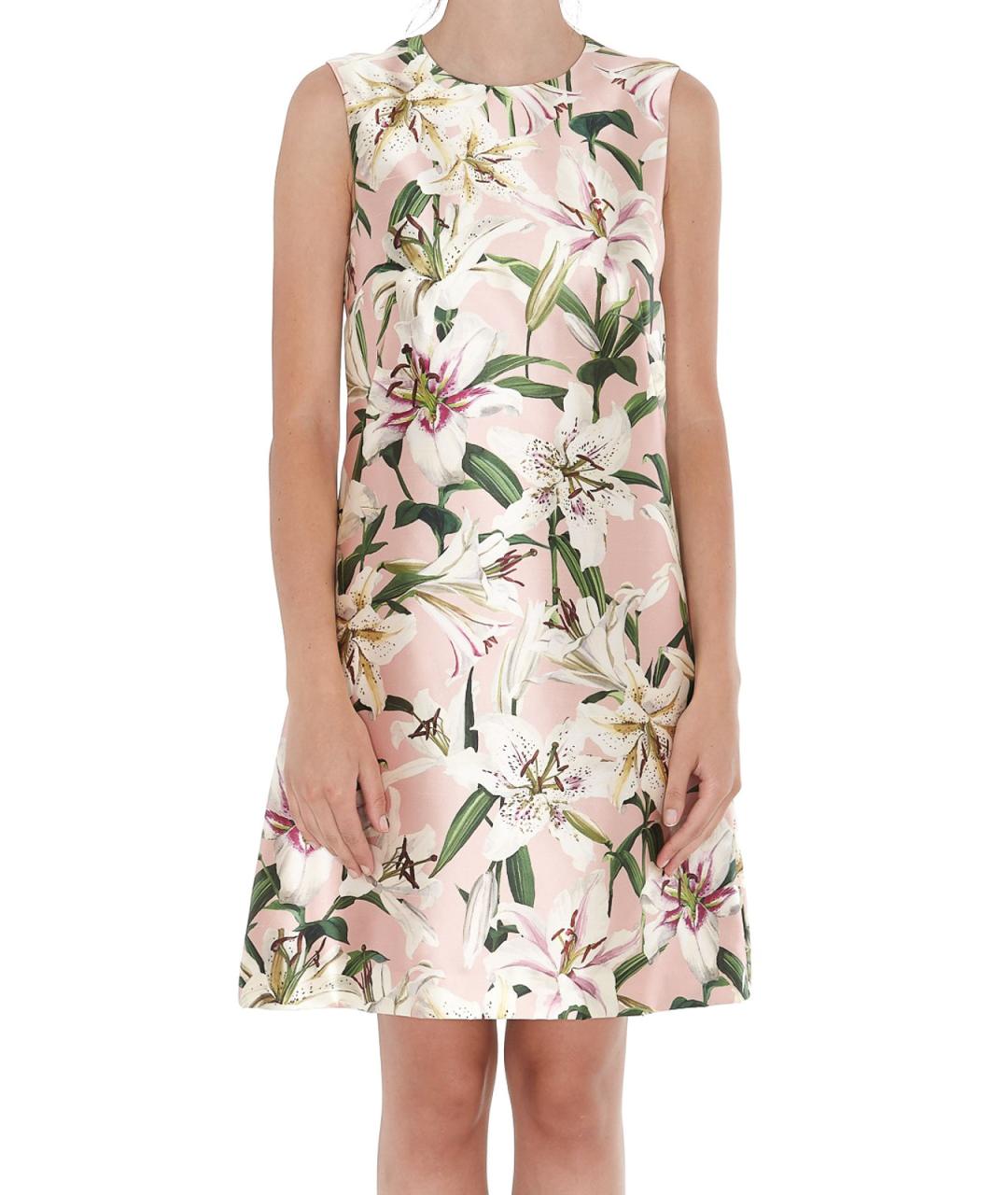 DOLCE&GABBANA Розовое шелковое коктейльное платье, фото 3