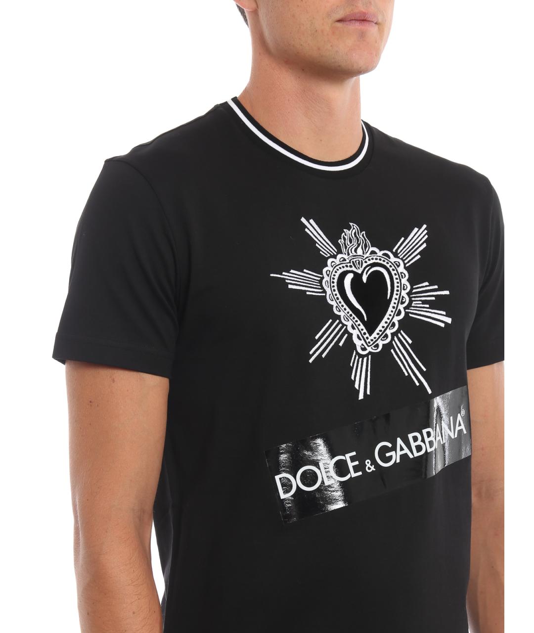 DOLCE&GABBANA Черная хлопковая футболка, фото 5