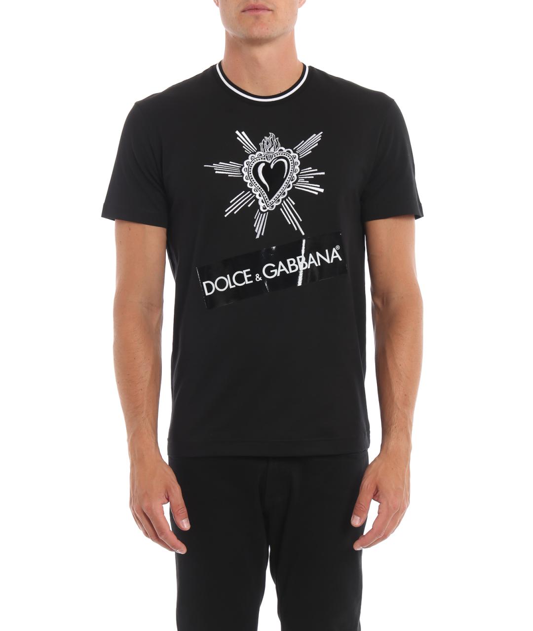 DOLCE&GABBANA Черная хлопковая футболка, фото 3