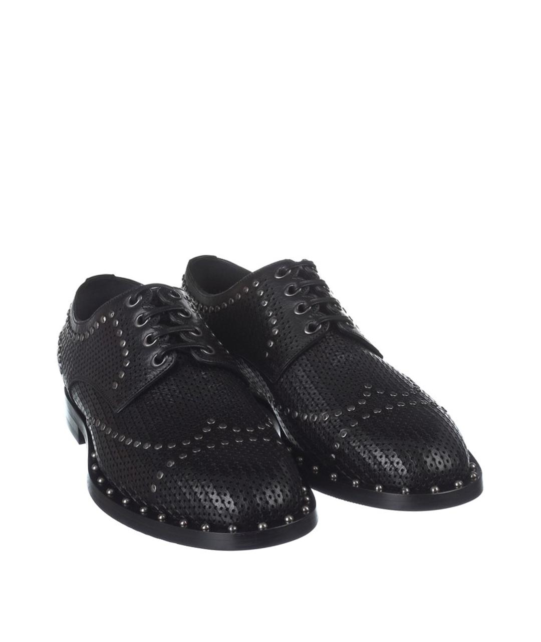 DOLCE&GABBANA Черные кожаные туфли, фото 2
