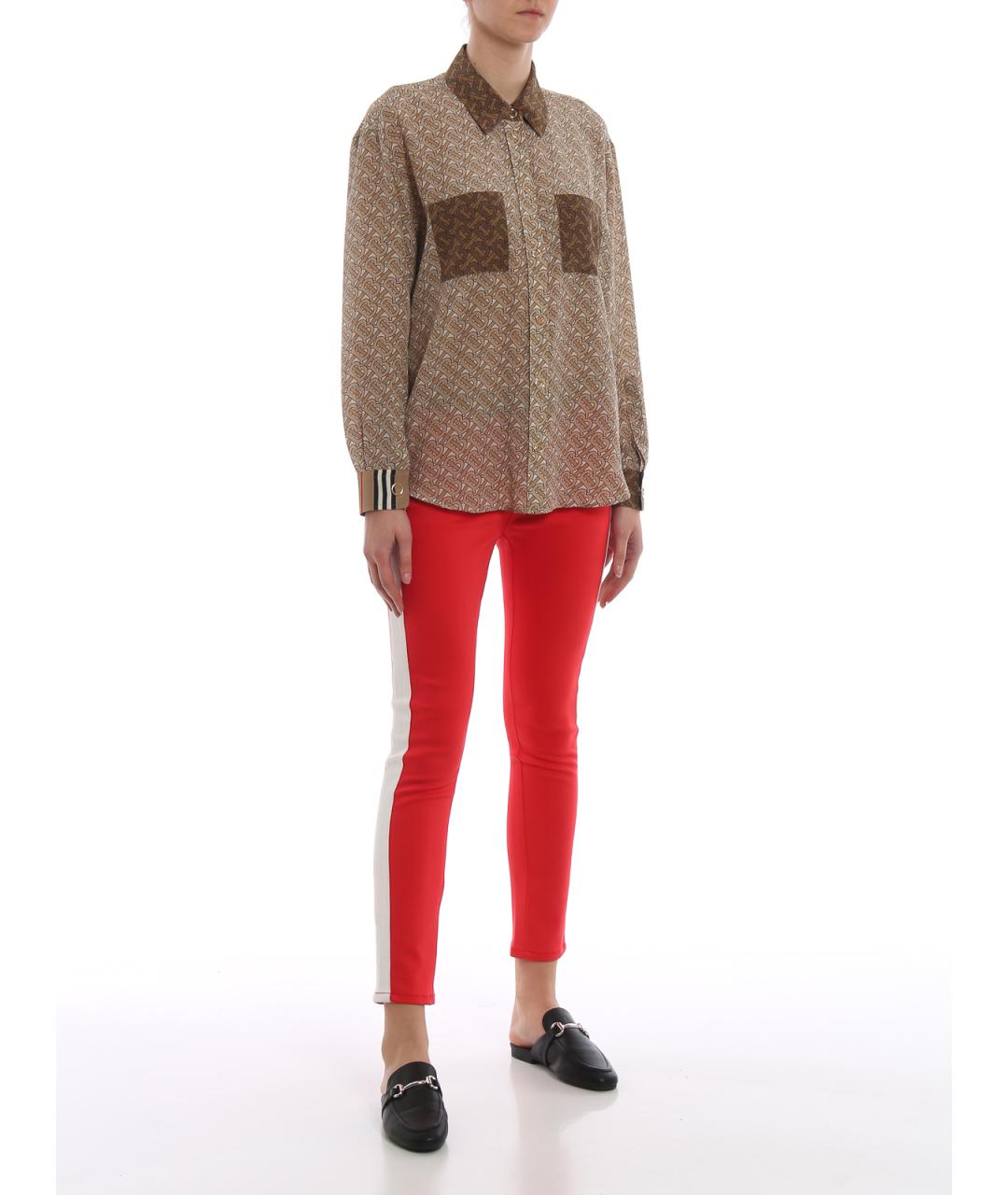 BURBERRY Красные хлопковые брюки узкие, фото 2