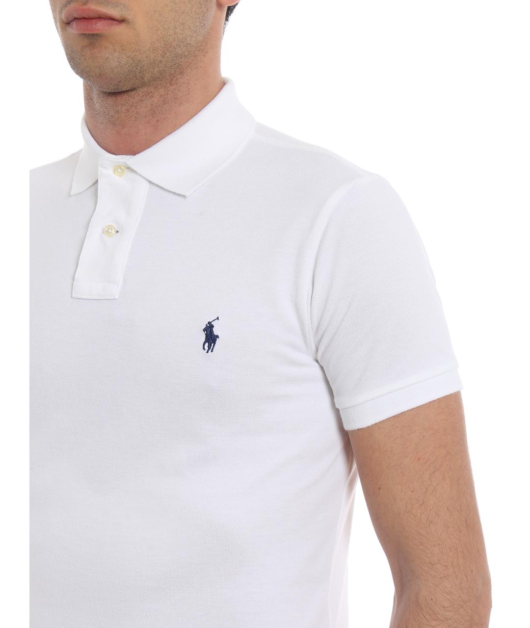 POLO RALPH LAUREN Белое хлопковое поло с коротким рукавом, фото 5