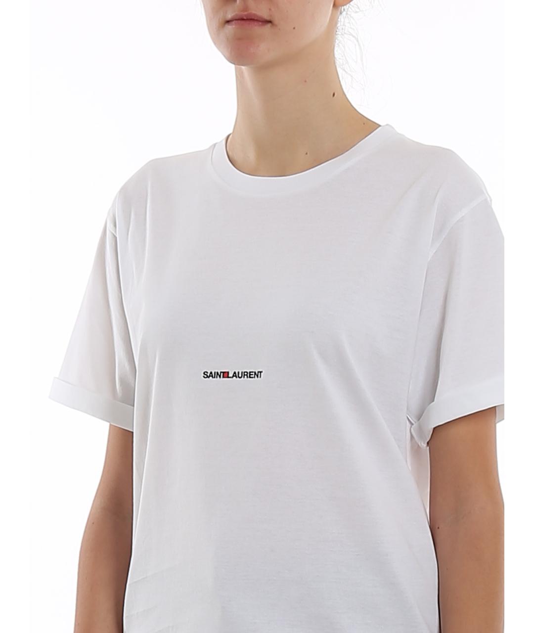 SAINT LAURENT Белая хлопковая футболка, фото 5