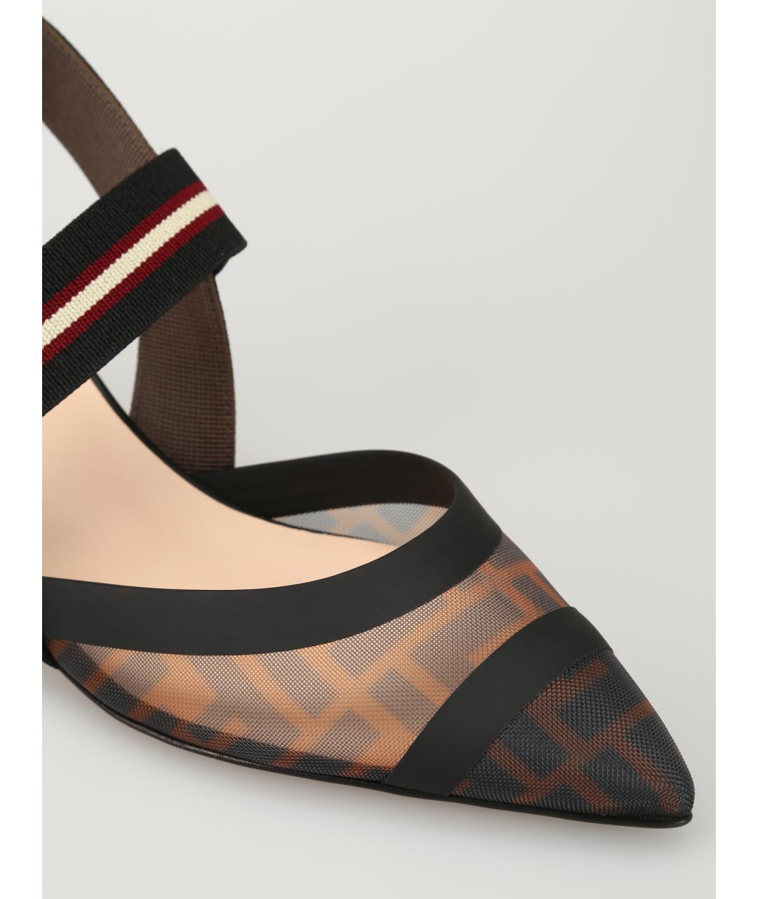 FENDI Коричневые текстильные босоножки, фото 3