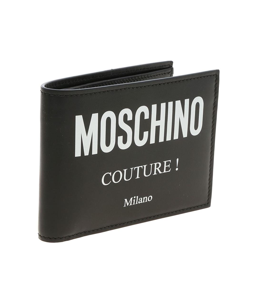 MOSCHINO Черный кожаный кошелек, фото 2