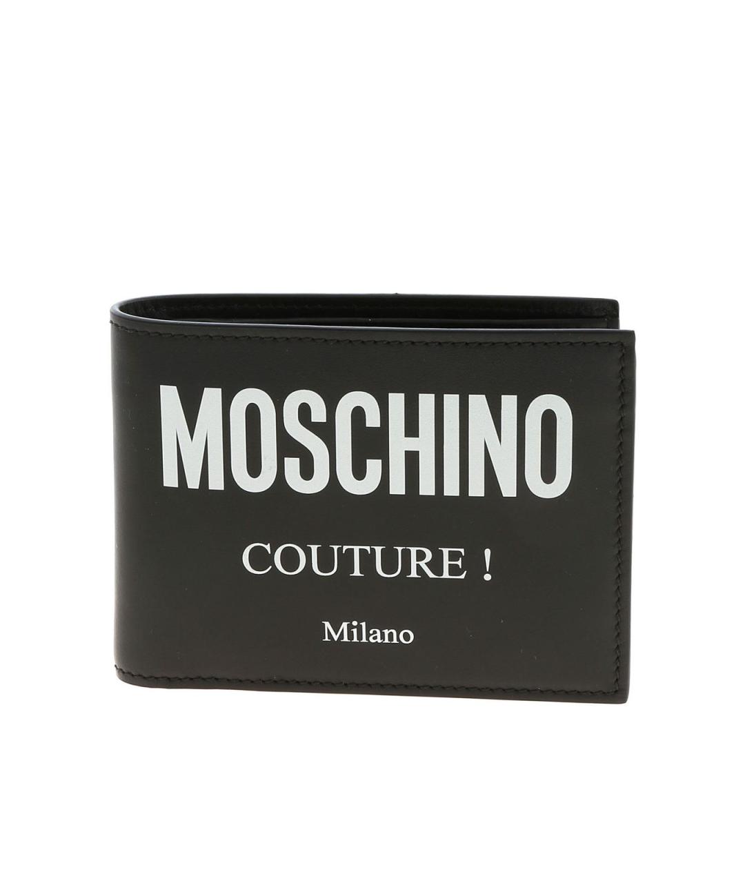 MOSCHINO Черный кожаный кошелек, фото 1