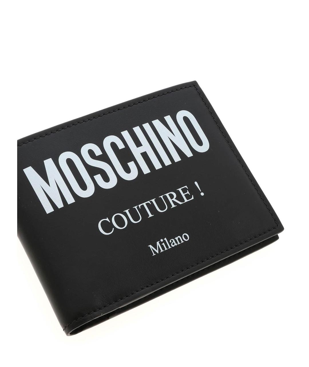 MOSCHINO Черный кожаный кошелек, фото 4