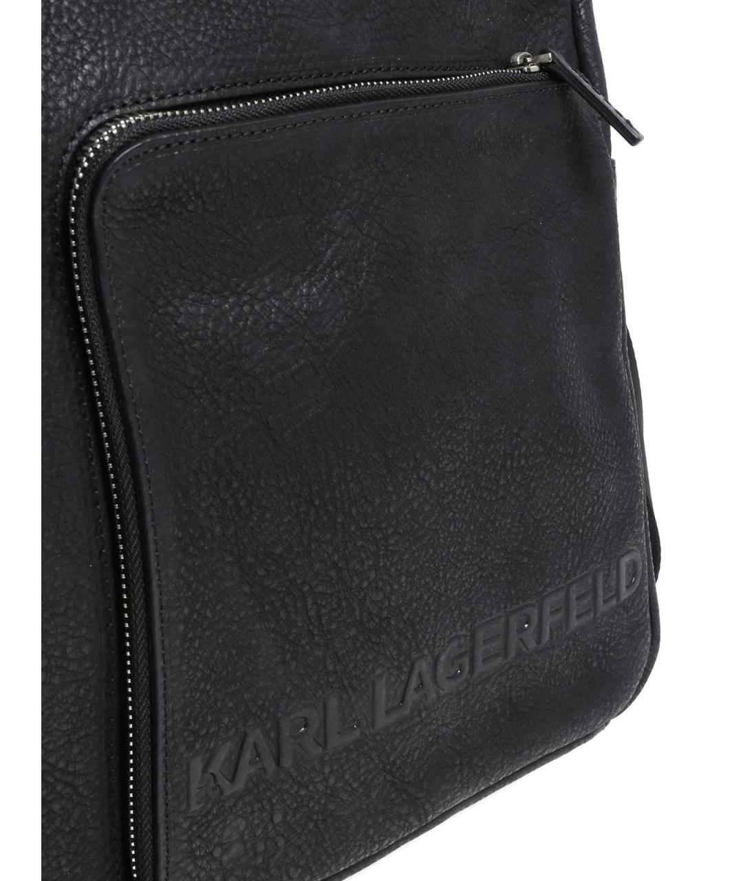 KARL LAGERFELD Черный кожаный портфель, фото 4