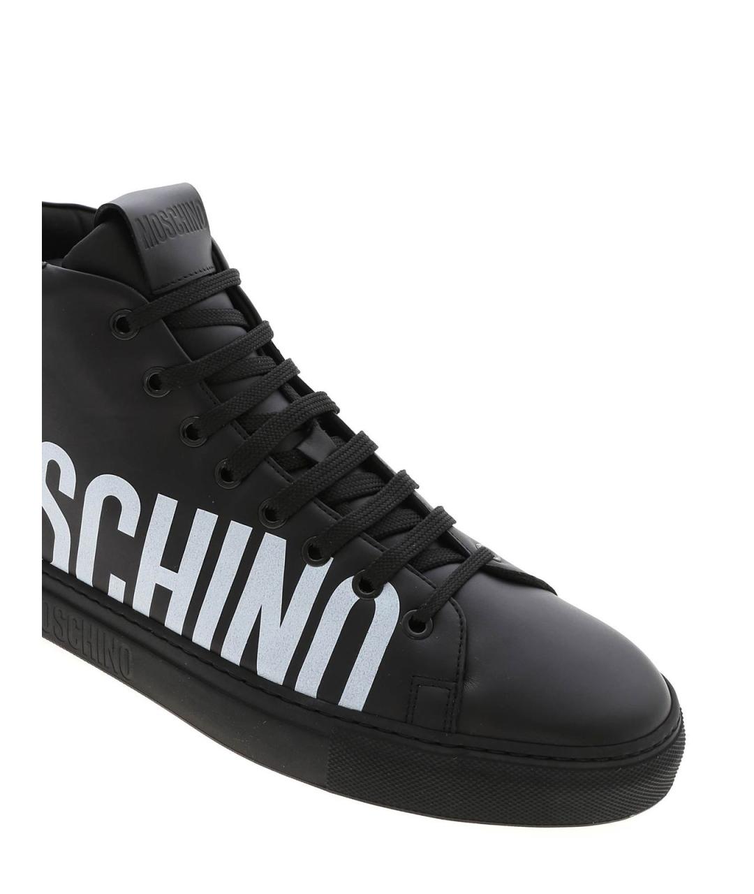 MOSCHINO Черные кожаные высокие кроссовки / кеды, фото 5