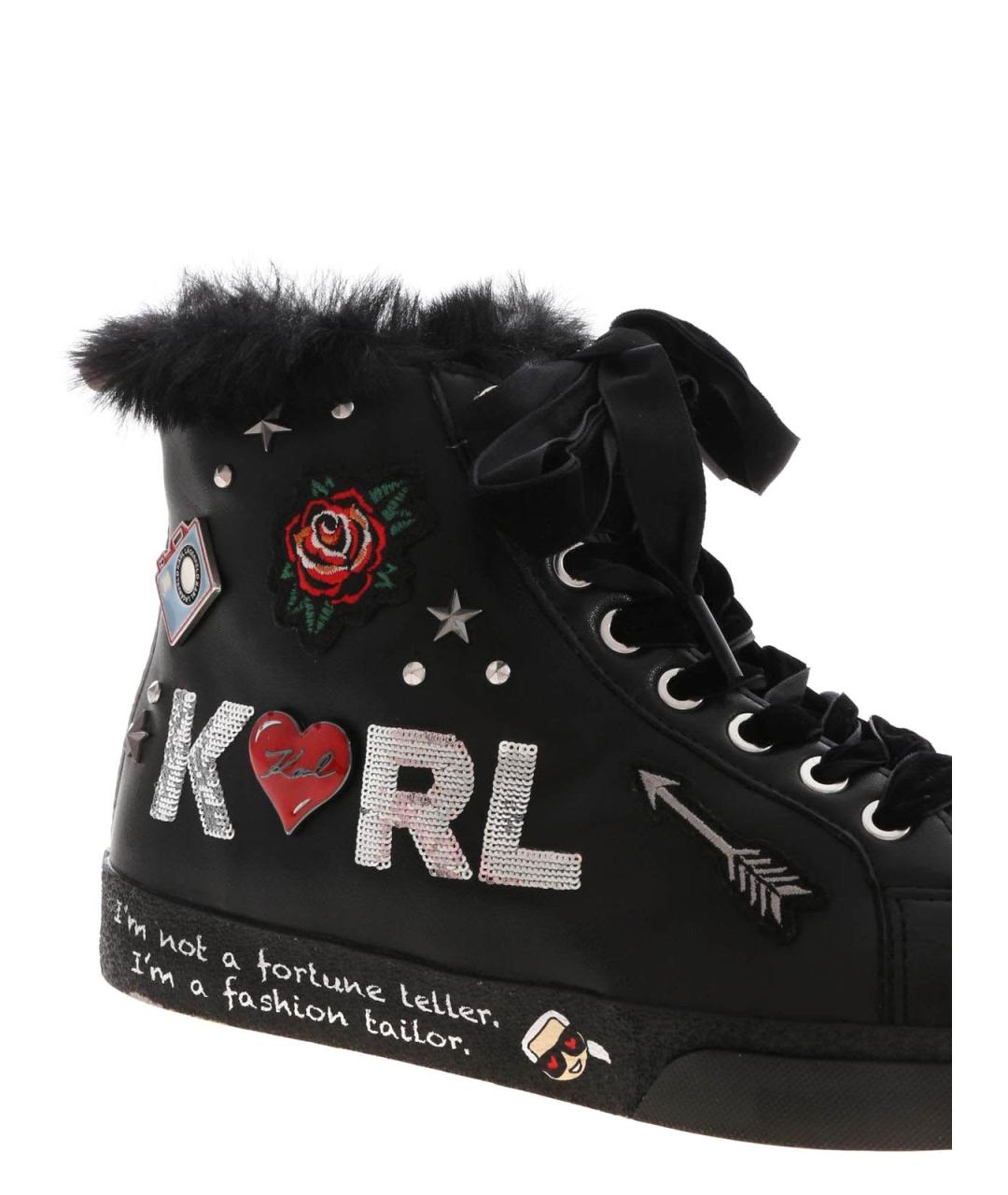 KARL LAGERFELD Черные кожаные кроссовки, фото 5