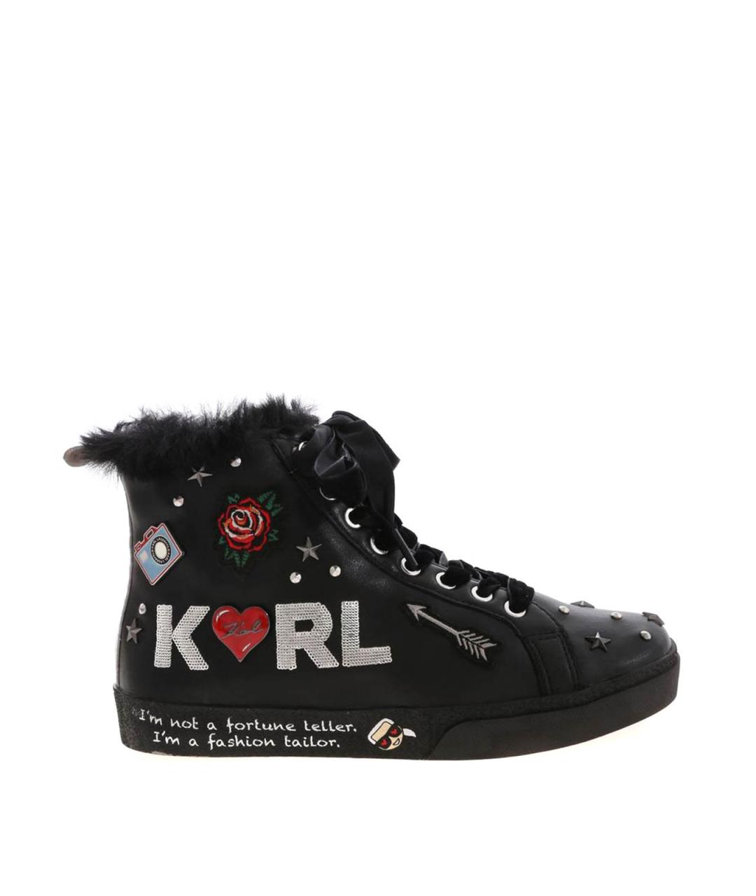 KARL LAGERFELD Черные кожаные кроссовки, фото 1
